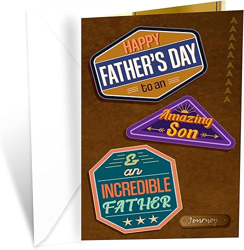 Prime Greetings Tarjeta del día del padre del hijo, hecha en Estados Unidos, ecológica, tarjeta gruesa con sobre de primera calidad de 5 x 7.75