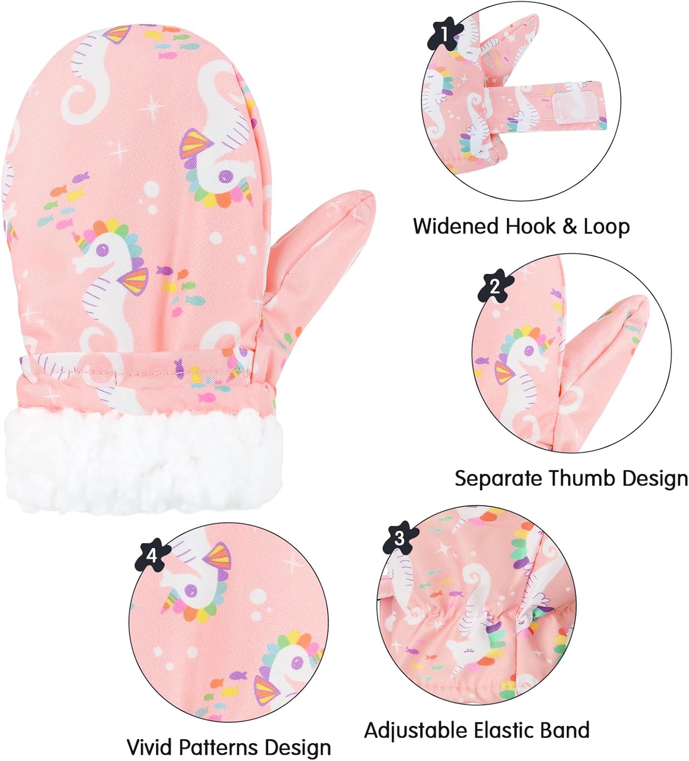 American Trends Toddler Mittens Warm Kids Lined Fleece Gloves Winter Ski Gloves Snow Waterproof Mittens for Baby Boys Girls - Image 4