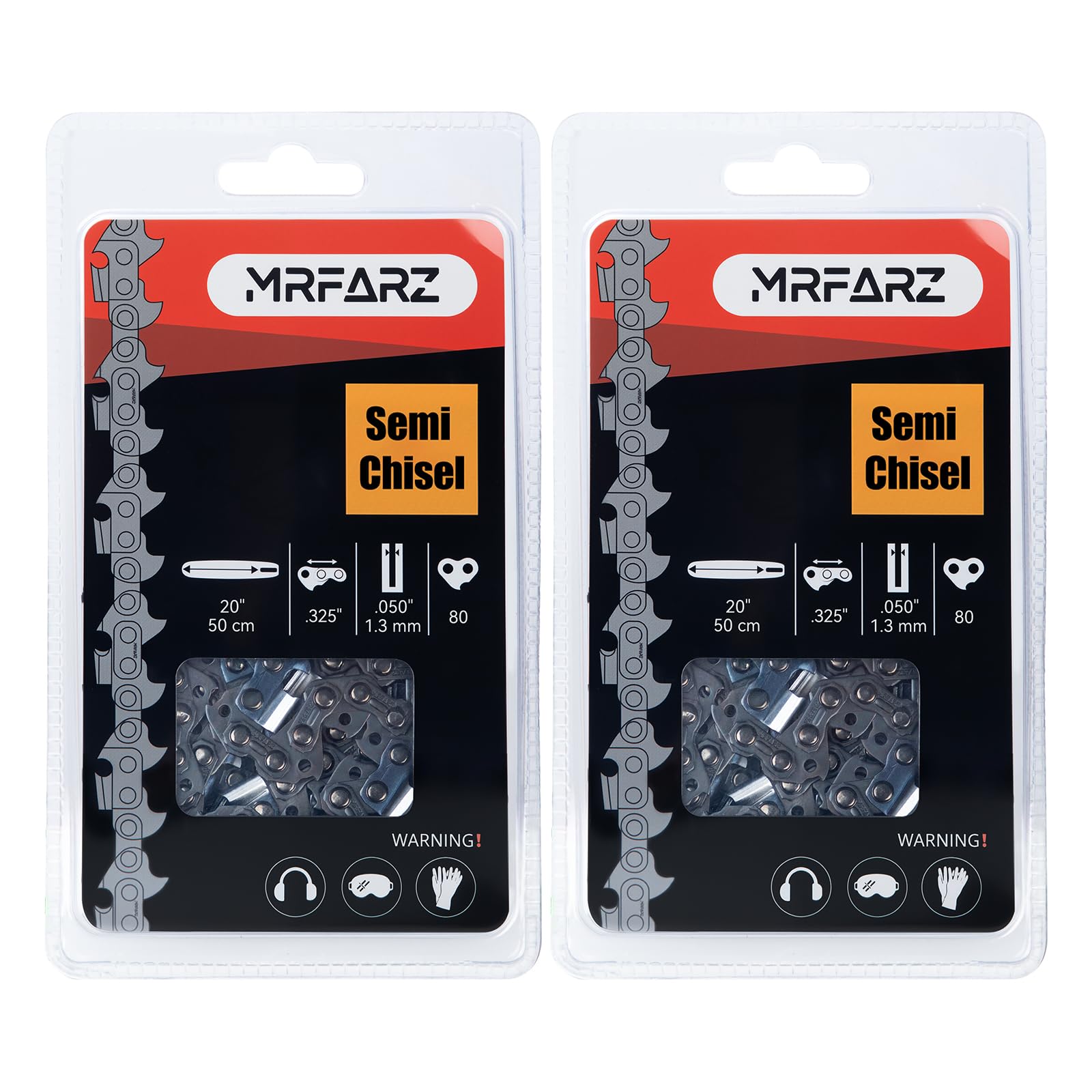 MRFARZ 20 Inch Chainsaw Chain 2 Chains .325" Pitch .050" Gauge 80 Drive Links Fits Husqvarna 450 (Rancher), 545 (Rancher), 550 (XP)