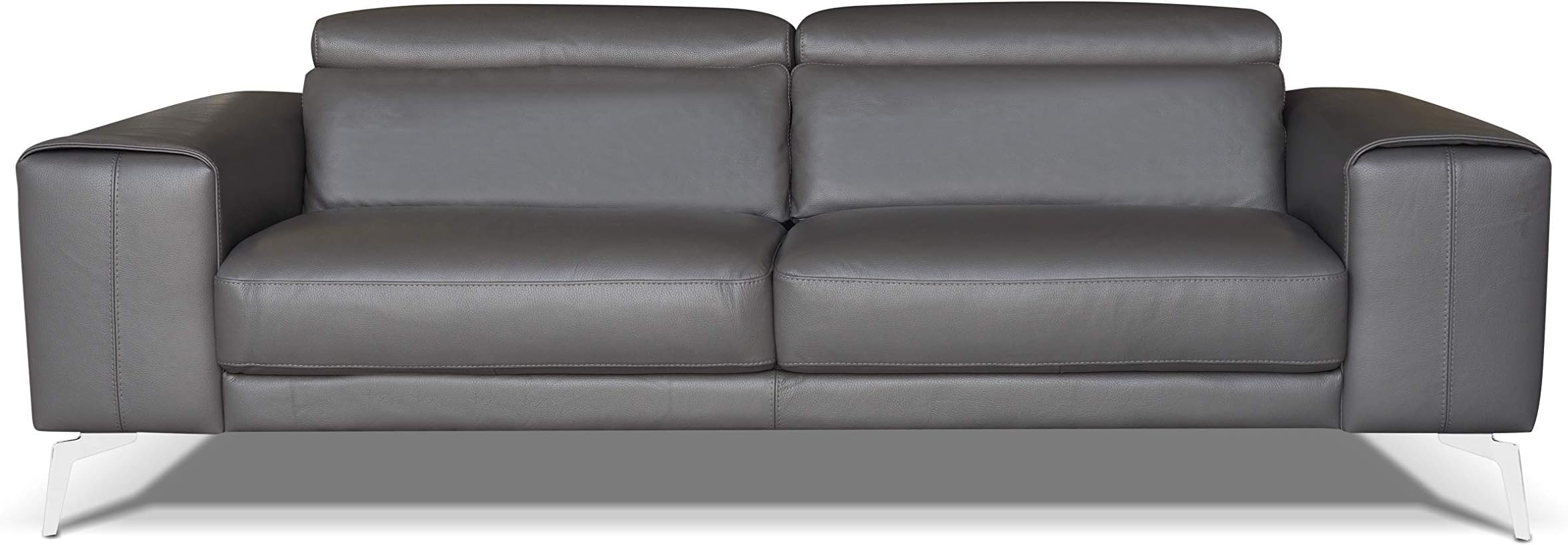 Amazon Brand - Alkove Elvas Hand-Crafted Leather Sofa, 3 Seater Maxi, 102 x 233 x 93cm, Grey
