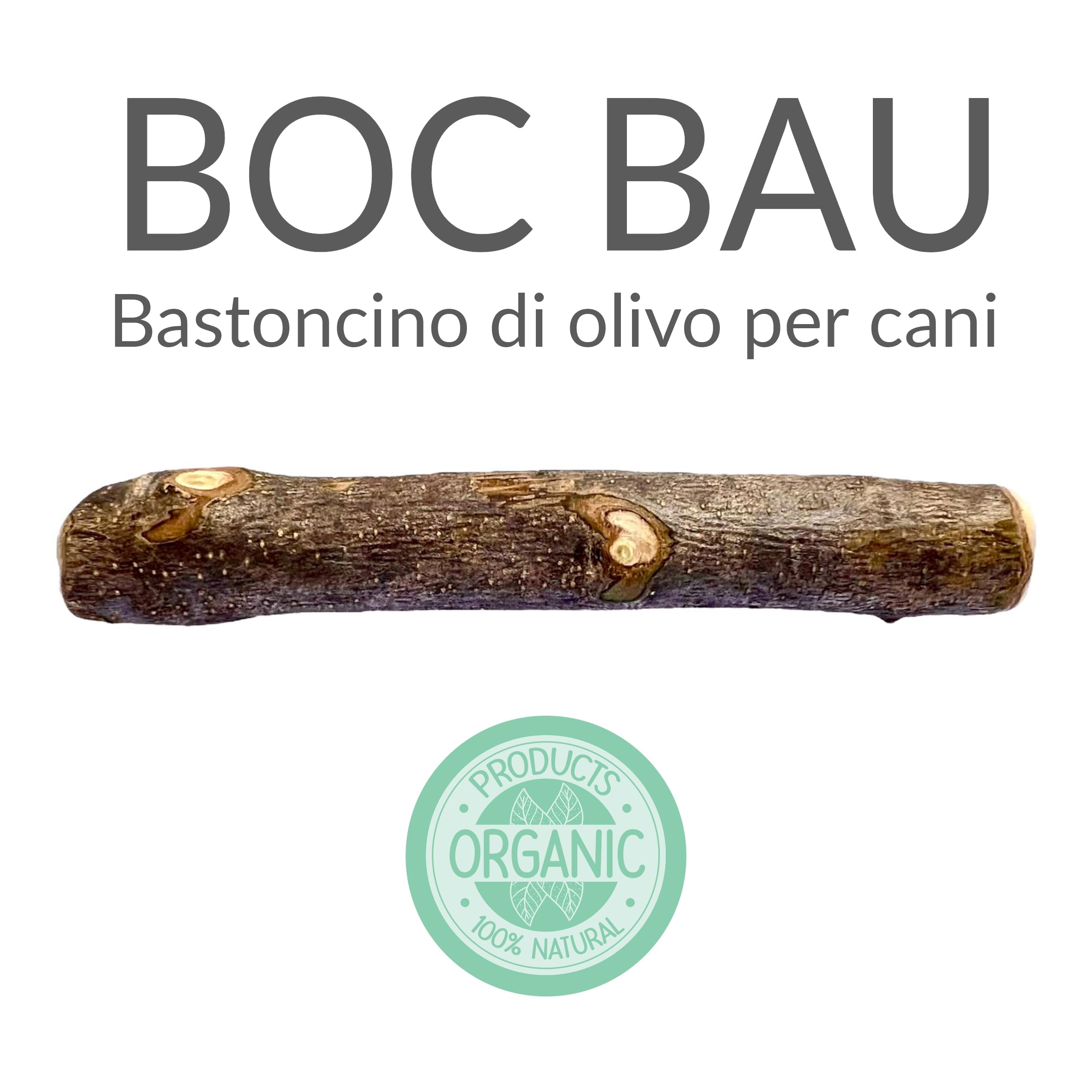 BOC BAU - 3 pz - Bastone di olivo per cani da masticare e rosicchiare in Legno (Small)