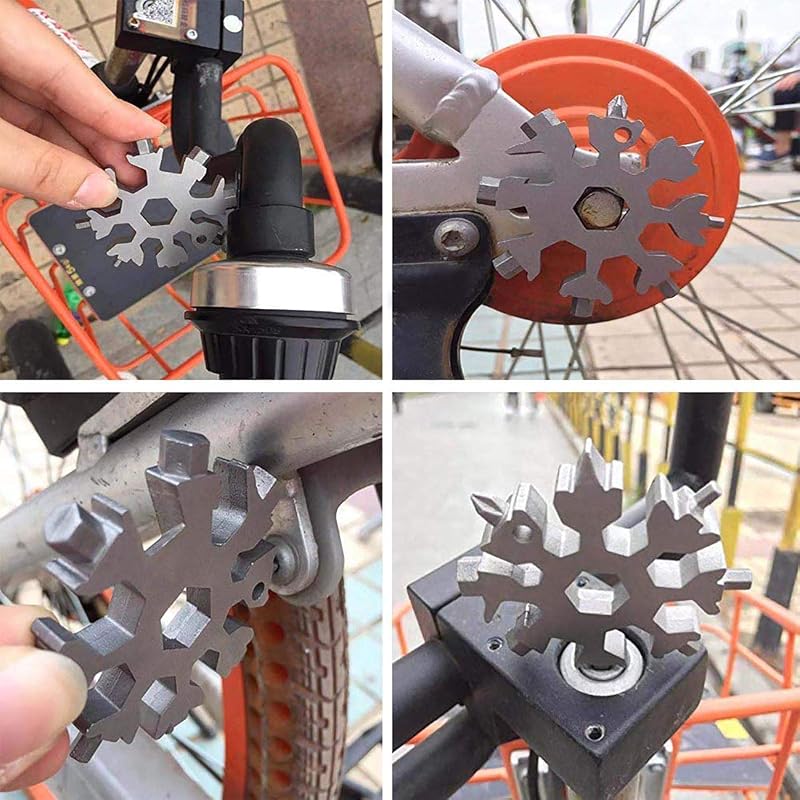 JOYUE Rozsdamentes Acél Kerékpár Multiszerszám, 18-az-1-ben Hópehely Kártya Eszköz, Csavarhúzó, Kulcstartó, Sörnyitó