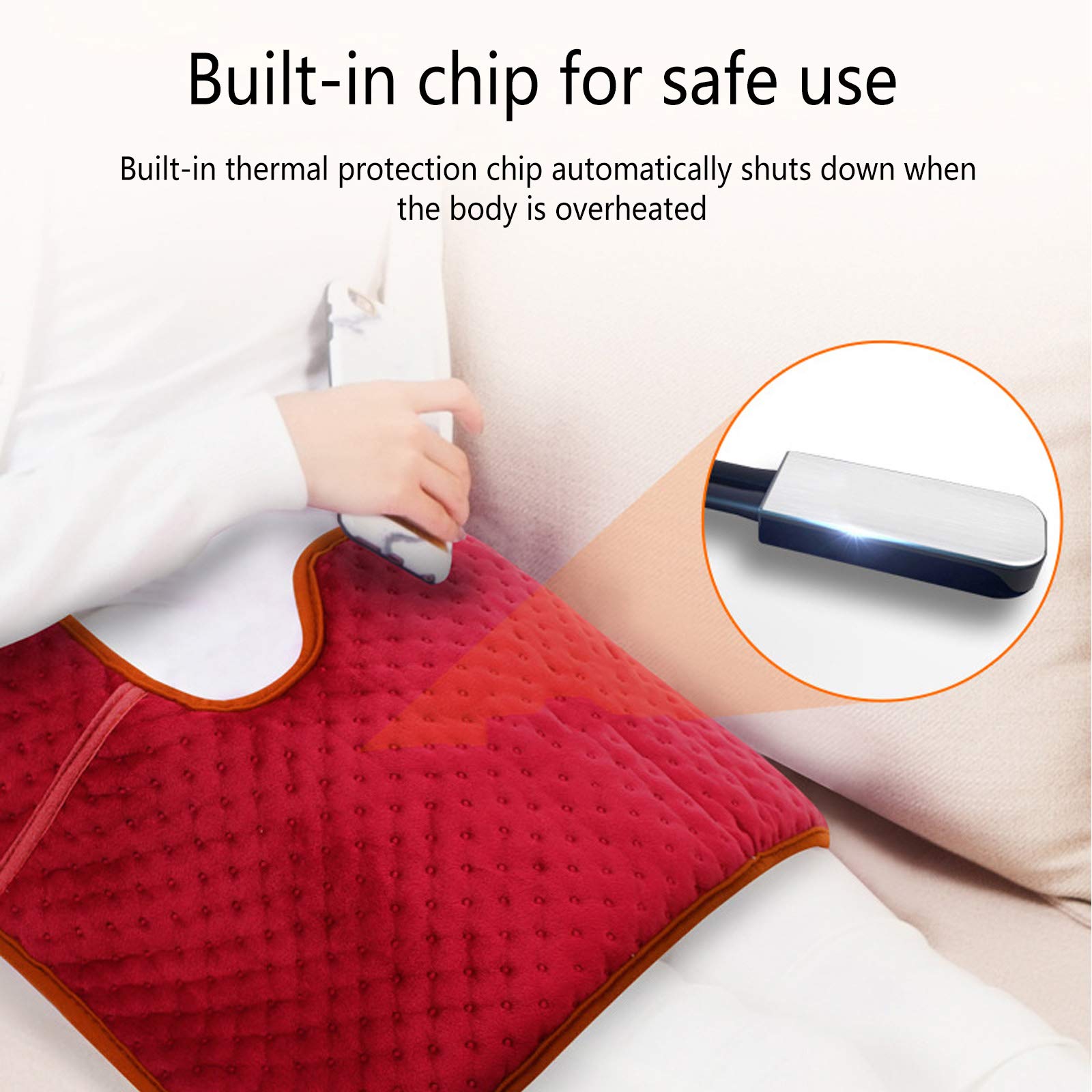 Almohadilla Térmica Cuello Hombros y Parte Superior Espalda Envoltura Térmica Eléctrica para Aliviar Dolor Rigidez Dolor con Protección contra Sobrecalentamiento Apagado Automático,Rosado