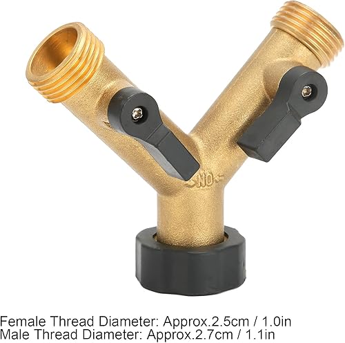 Miniatura 7 de plplaaoo Divisor de manguera de jardín de latón, divisor de manguera, divisor de manguera de 2 vías, conector de manguera de rosca hembra G3/4,