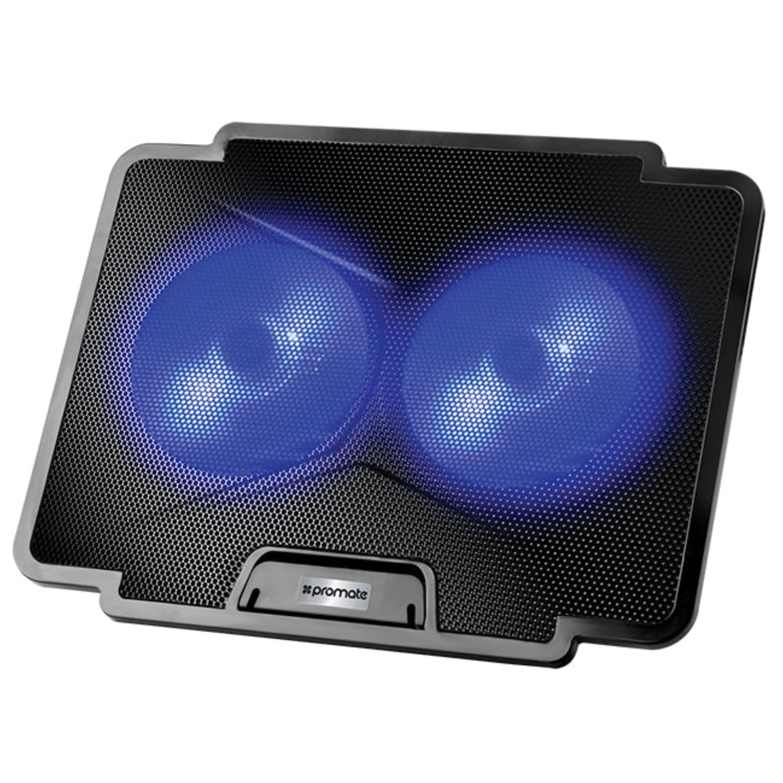 Promate AirBase-1 Gaming Laptop Cooling Pad with Silent Fan Technology - 2 High Performance Cooling Fans, Mesh Design & Blue LED Lights, Adjustable Height & Fan Speed, Dual USB Ports, Anti-Slip Grip (B07PS37Z27) Amazon Price History, Amazon Price Tracker