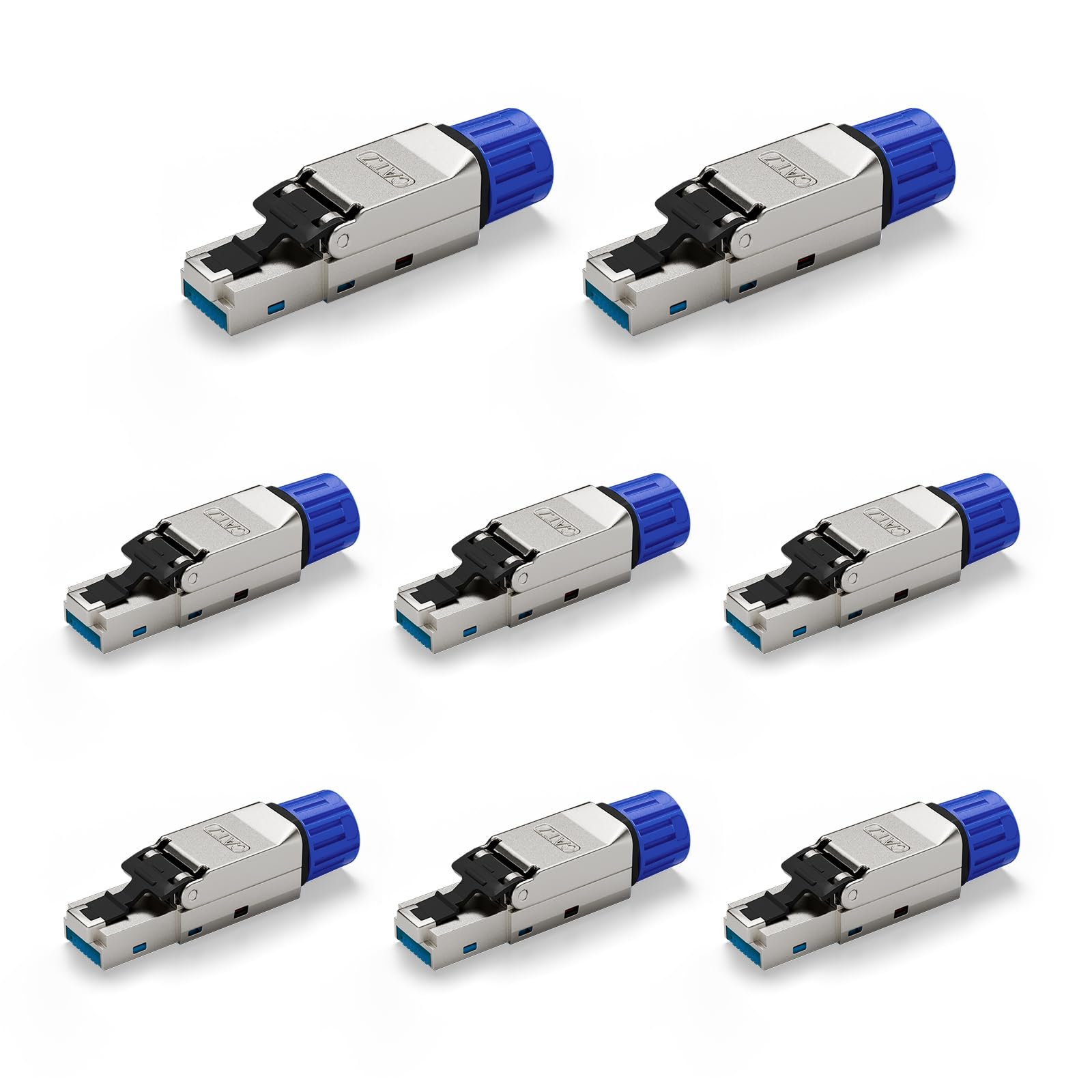 VCELINK Connecteur RJ45 Sans Outil, Fiche Cat 7 Plaqué or Sans Outil, Connecteur RJ45 blindé pour câble Ethernet Cat6A/Cat7 en lot de 8