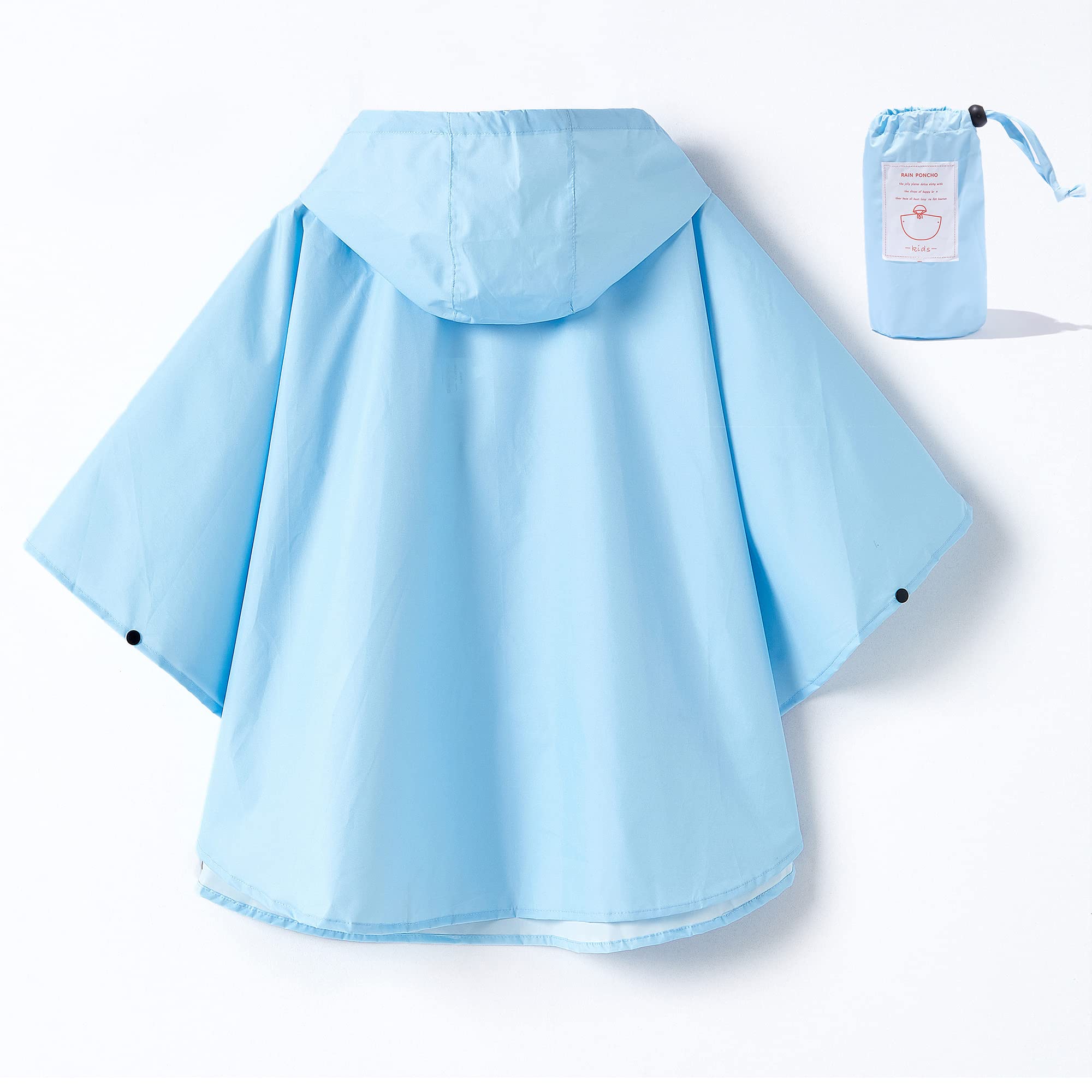QIKADO Poncho Antipioggia Bambino, Poncho Pioggia Bambina con Cappuccio e Bottoni Portatile