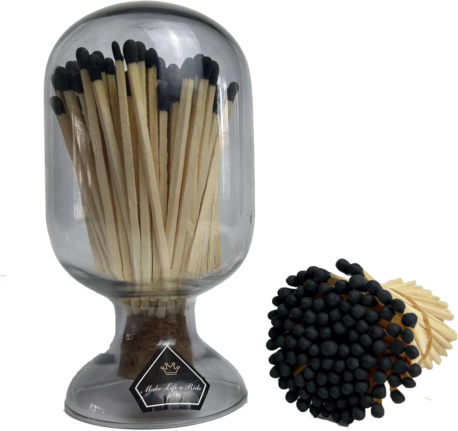 100Pcs 3'' Black Matches in a Jar with Striker, Glass Match