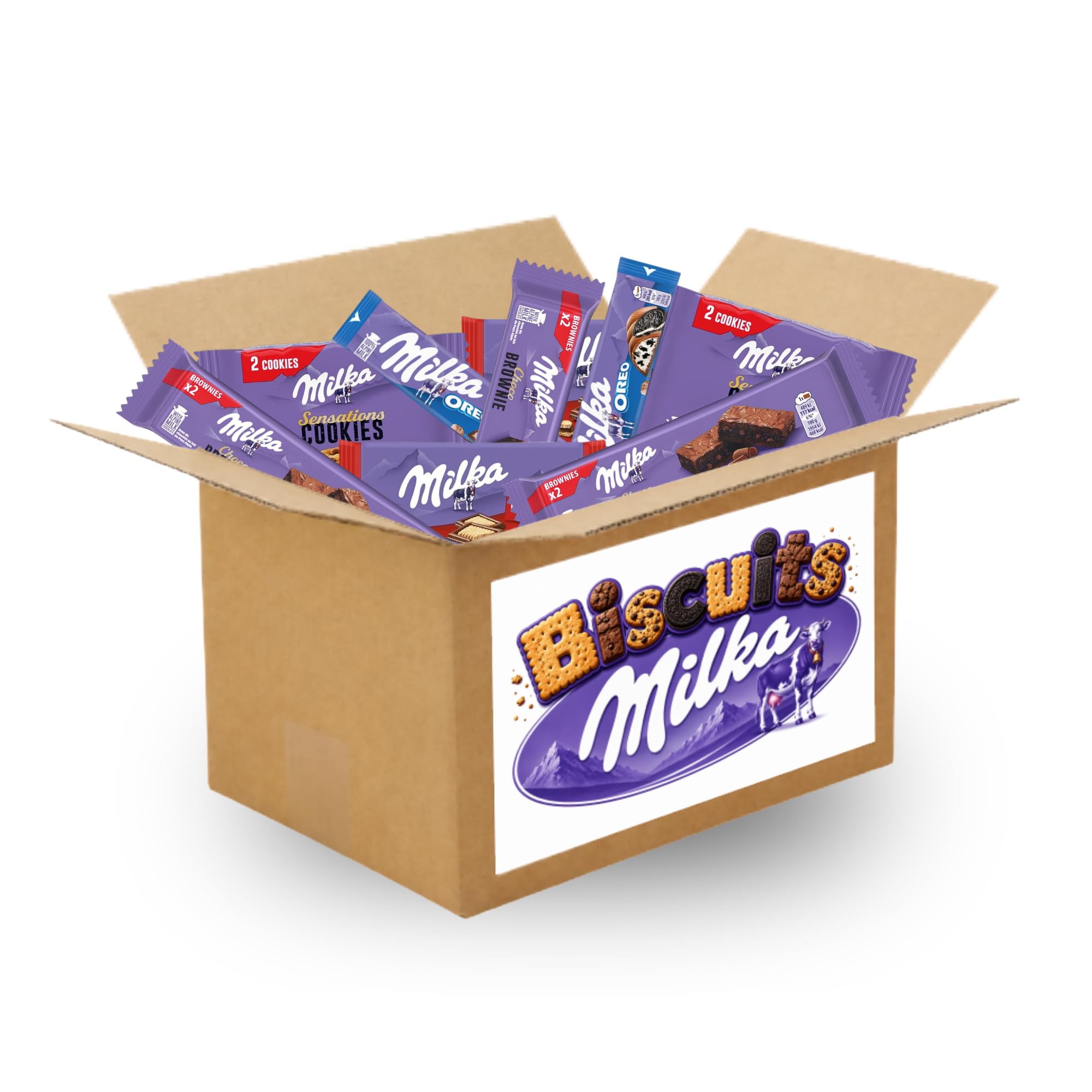 MILKA, OREO - 20 Barres Chocolat, Biscuits Individuels : Cookies, Brownie