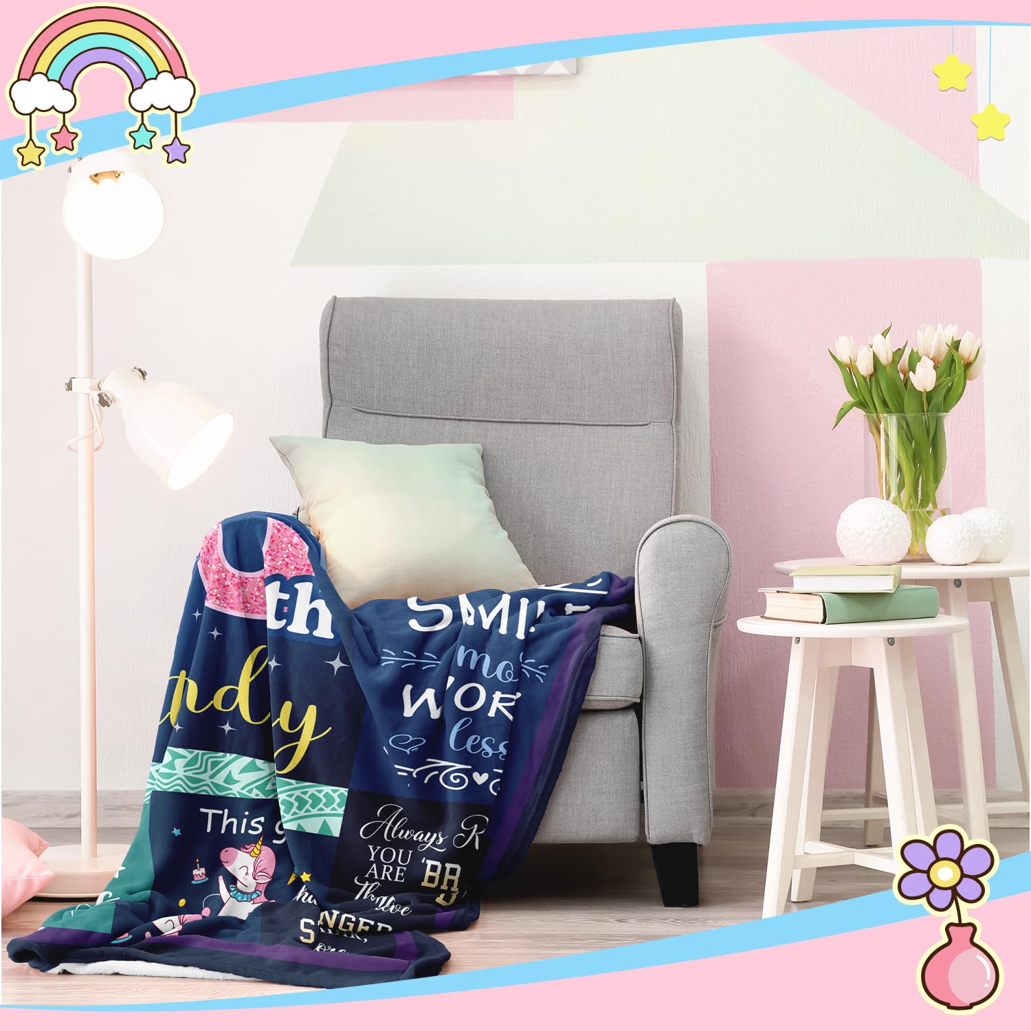 Solzien 6 Year Old Girl Birthday Gift Ideas Blanket 50"x40", Gifts for 6 Year Old Girl/Daughter/Granddaughter/Niece, 6th Birthday Decorations