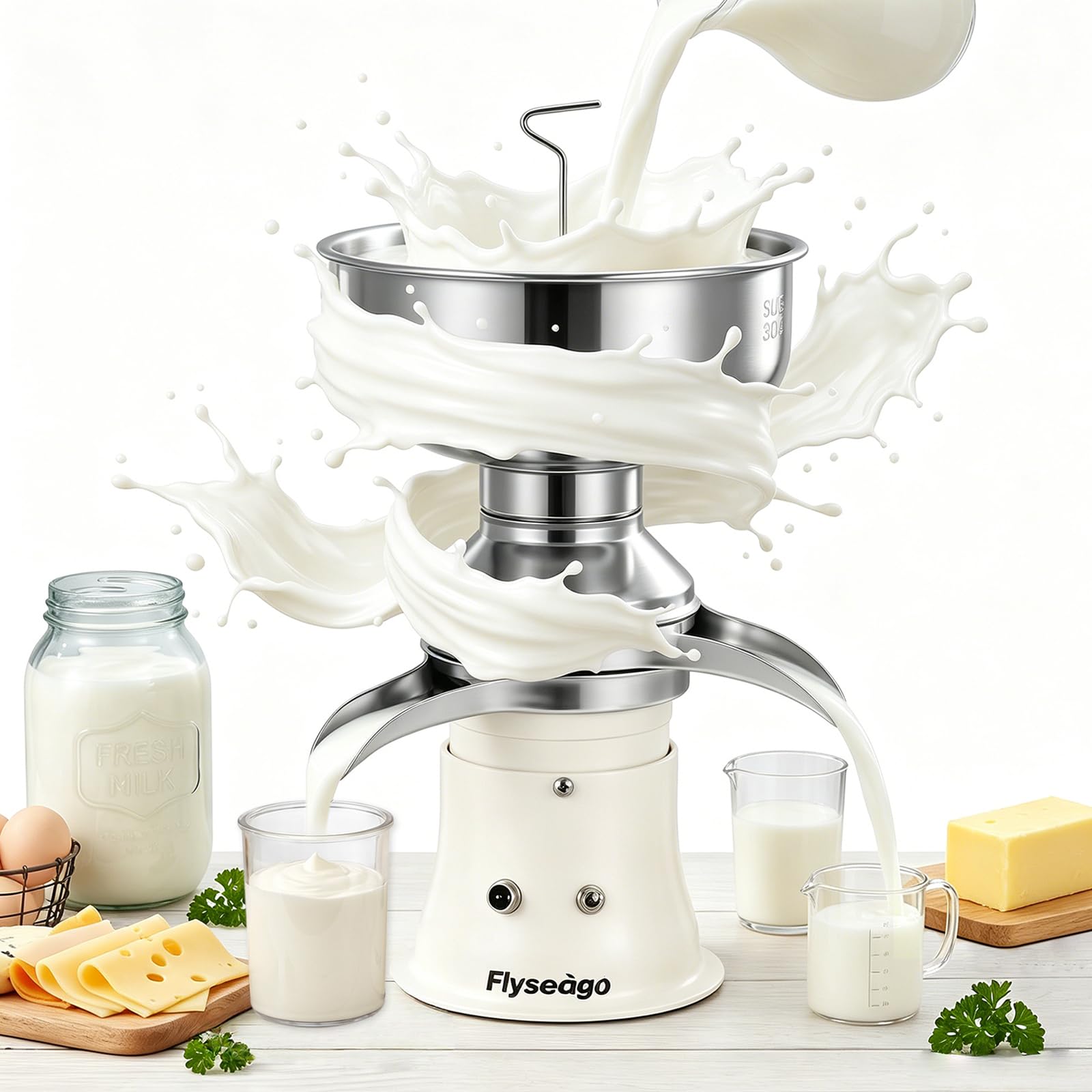 Electric Milk Cream Separator 50L/H 304 Stainless Steel 5L Bowl