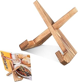 Kitchen Wooden Recipe Book Stand Wooden Recipe Reading Rack Hands-Free Reading Stand Display Book Holder Portable Music Bookshelf Rustic Vintage Display Stand For Kitchen Recipe Documents Books Tablet
