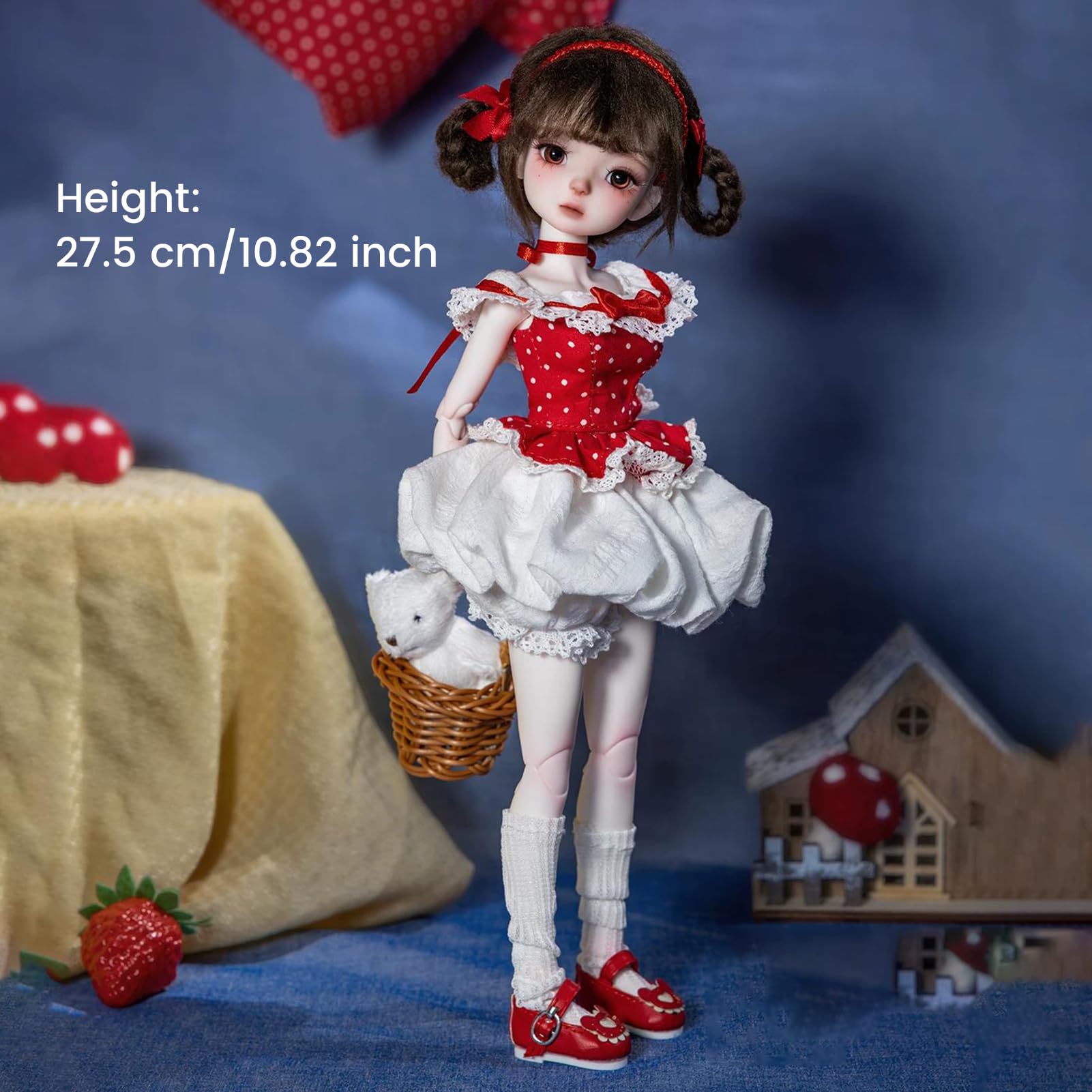 BJD Lalka 1/6 DIY Humanoidalna ręcznie robiona lalka BJD przeguby kulowe pełny zestaw ubrań, butów, dla dziewczynek, zabawka na urodziny, Boże Narodzenie (A)