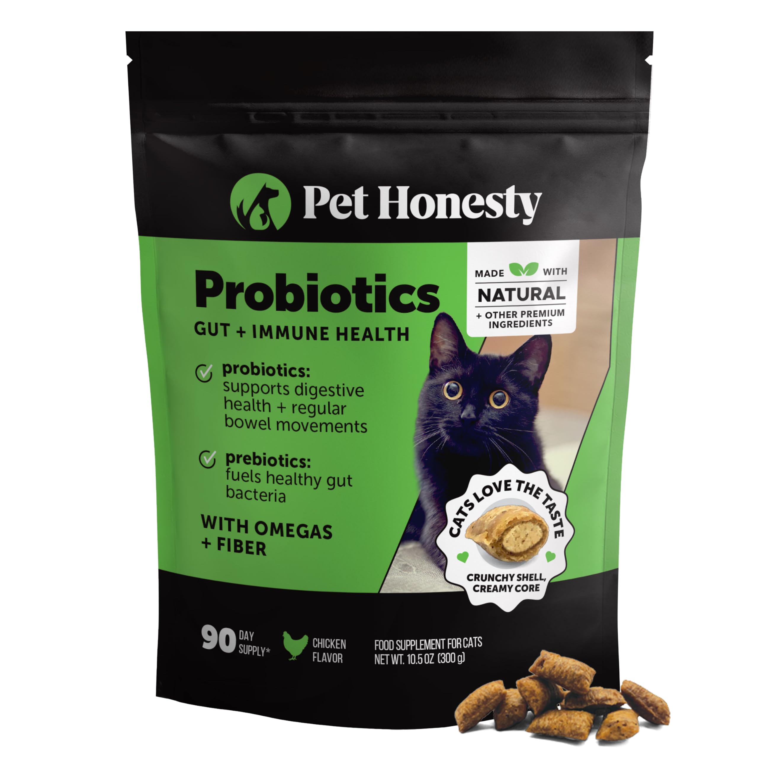 Pet Honesty Vet Backed Cat Probiotic Chews, Chicken, 90-Day Supply