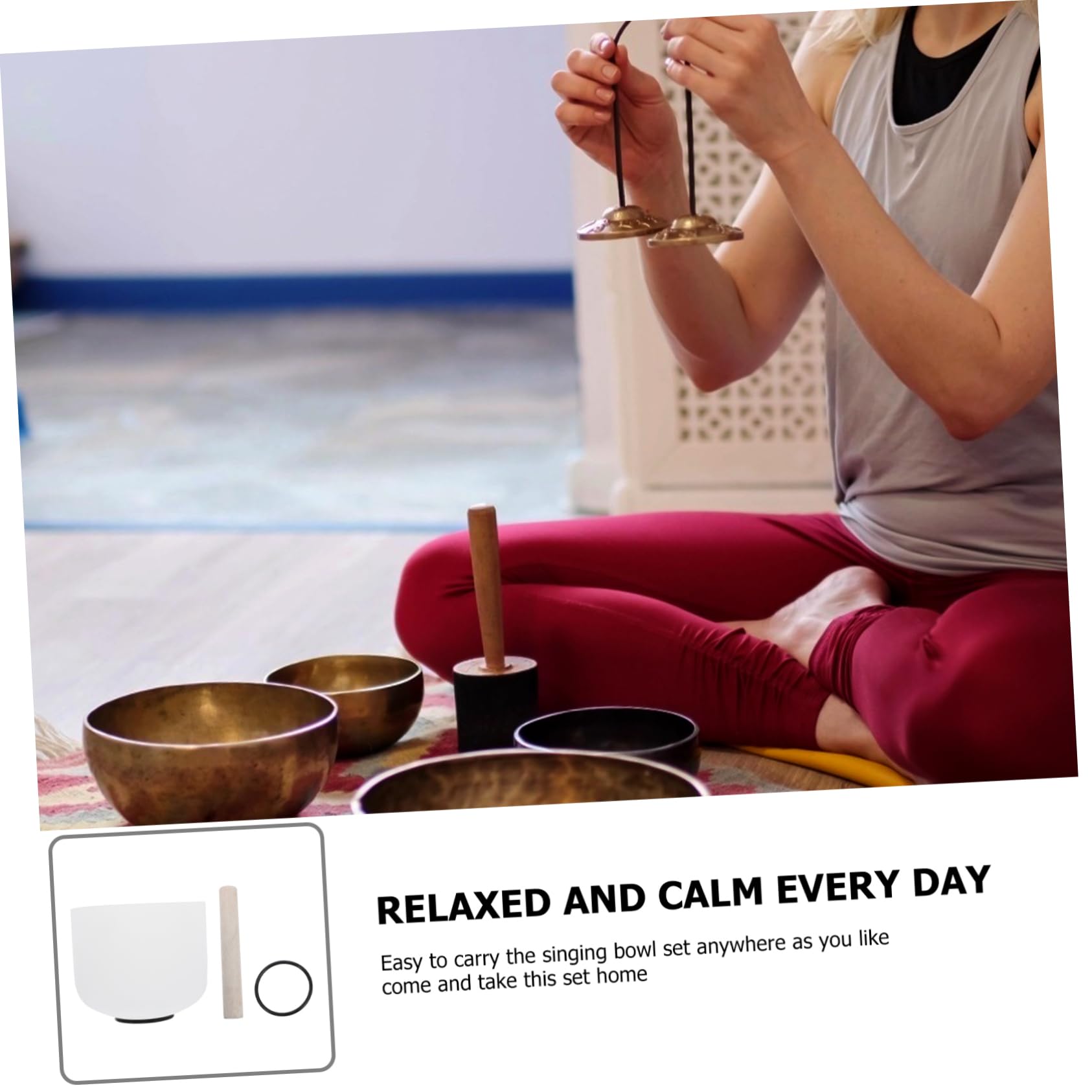 Toyvian Campana Leggera e Portatile 8 Pollici in Quarzo Bianco Tibetana per Meditazione e Yoga Adatta a Sauna e Relax