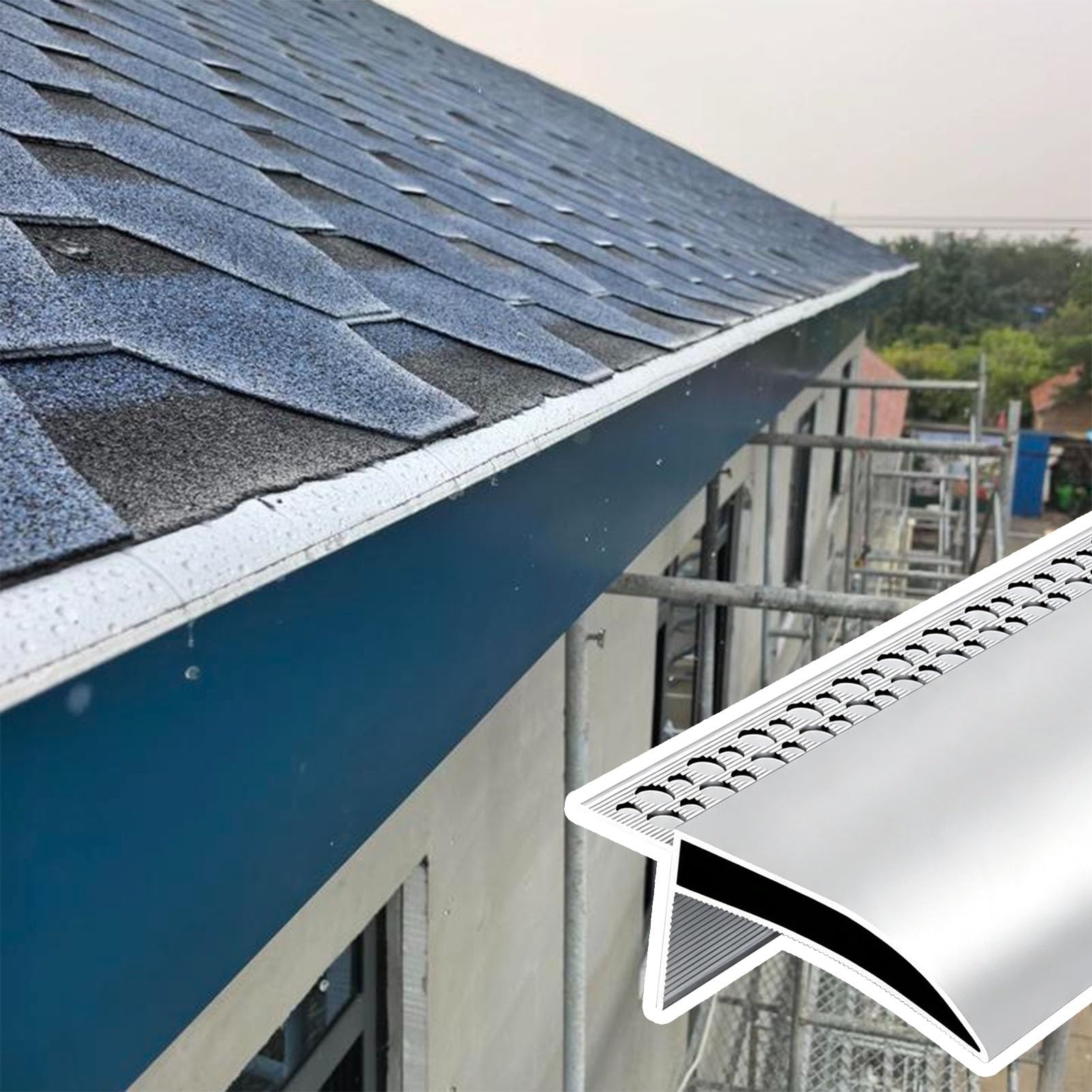 Borde de Goteo Perfil de Aluminio para Drenaje de Lluvia y Protección Contra | Perfil de Aluminio para Drenaje de Aguas Pluviales en Exteriores; Moldura Vierteaguas para Tejados y Paredes(4.7m(15.4ft))