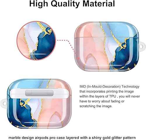 Miniatura 9 de JAHOLAN Funda para AirPods Pro, funda transparente de flores, bonita funda protectora suave a prueba de golpes con llavero para mujeres y niñas,