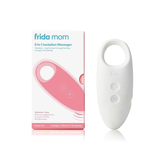Frida Mom Masajeador de lactancia 2 en 1: múltiples modos de calor + vibración para conductos de leche obstruidos, aumenta el flujo de leche,