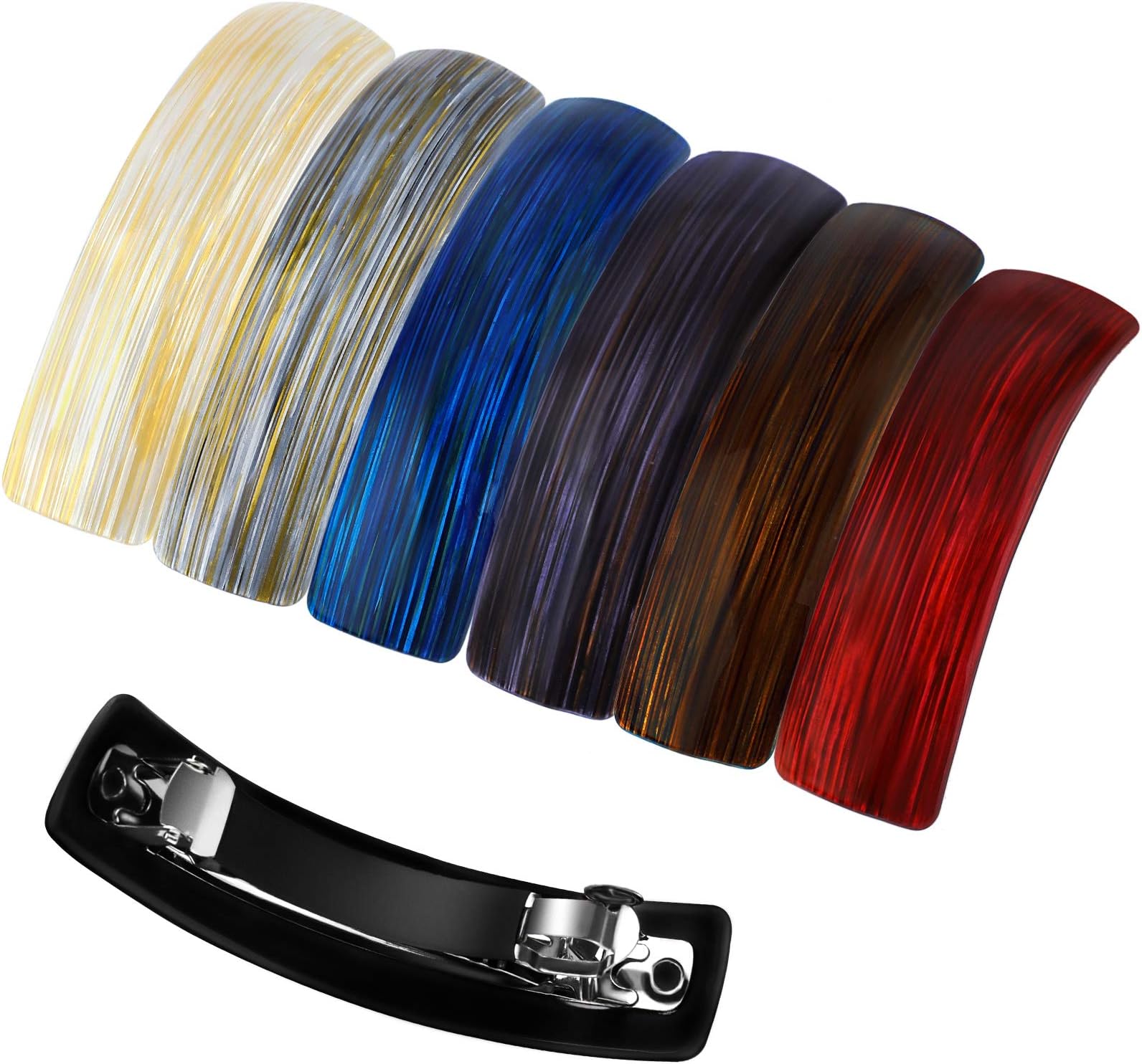 Elcoho 6 Colors Retro Large Hair Barrettes Acrylic Automatic Barrettes Hair Pins