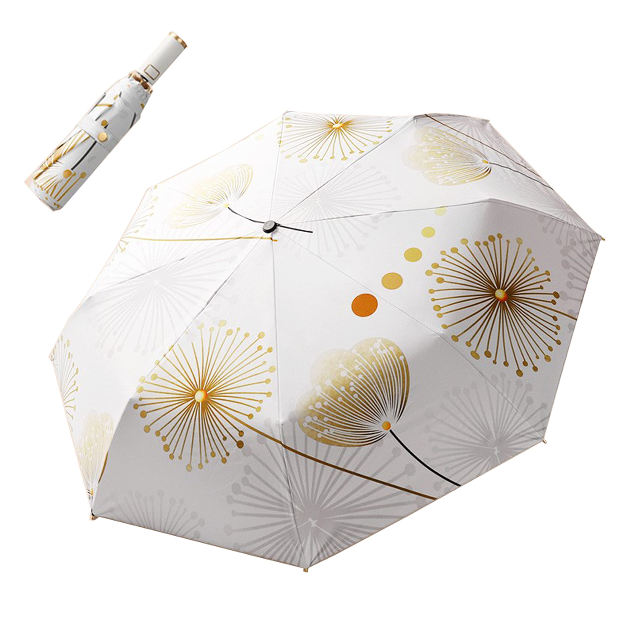 erised's bifrost Golden Compact Folding Travel Umbrella,Ergonomic Handle Automatic Open Close,Lightweight Portable Backpack,Sun Rain,8 Ribs,Men Women,UPF 50 UV Protection