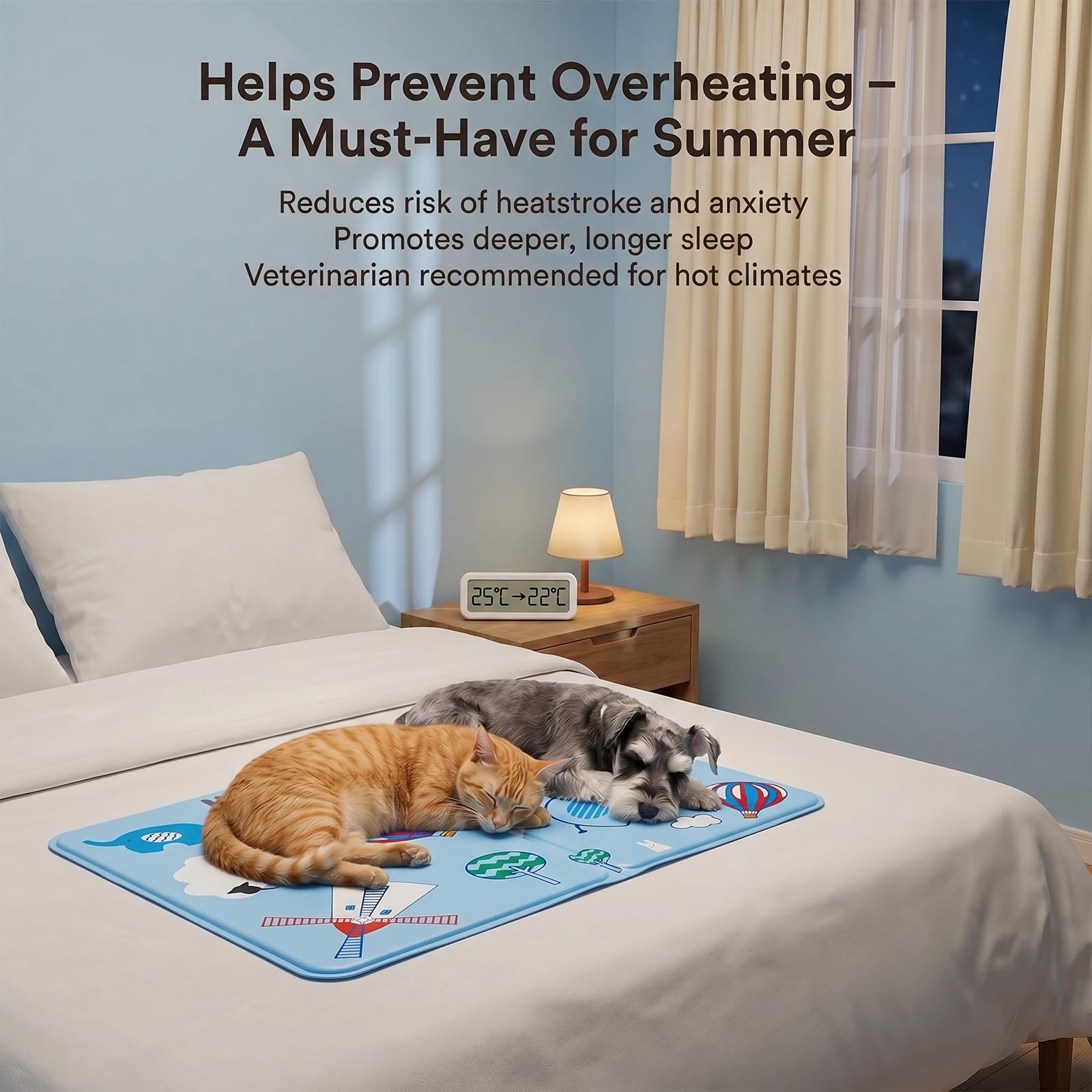 Alfombra Refrescante para Perro Gato,Mascotas Alfombrilla Autoenfriante,Camas refrescante para Mascotas,Prueba de Arañazos/Impermeable/Antideslizante,para en Verano,40x50cm, M, Azul