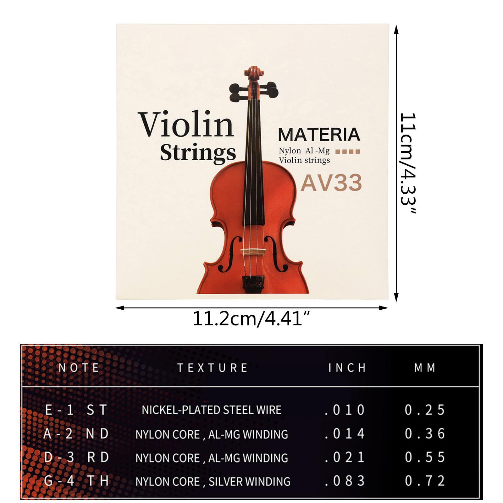 AV33 Corde Violino Set Completo EADG String Nylon Violino Violino Violino Stringa Per La Parte Dello Strumento Violino