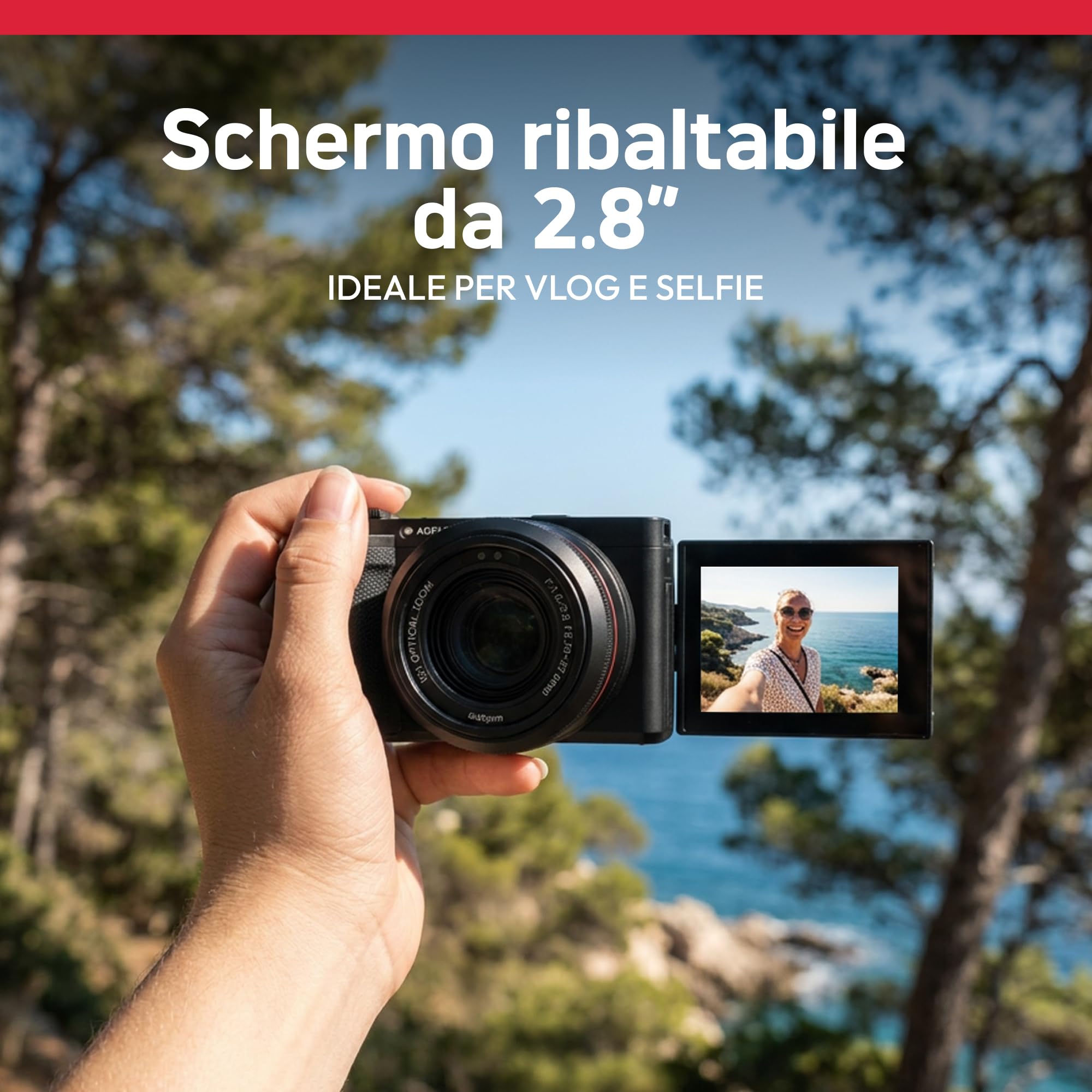 AgfaPhoto - Fotocamera Compatta - Realishot C130 - Video 4K - Zoom Ottico 10X - Schermo Orientabile 2,8" - Wi-Fi & Stabilizzazione - Ideale per Vlogging & Fotografia Creativa