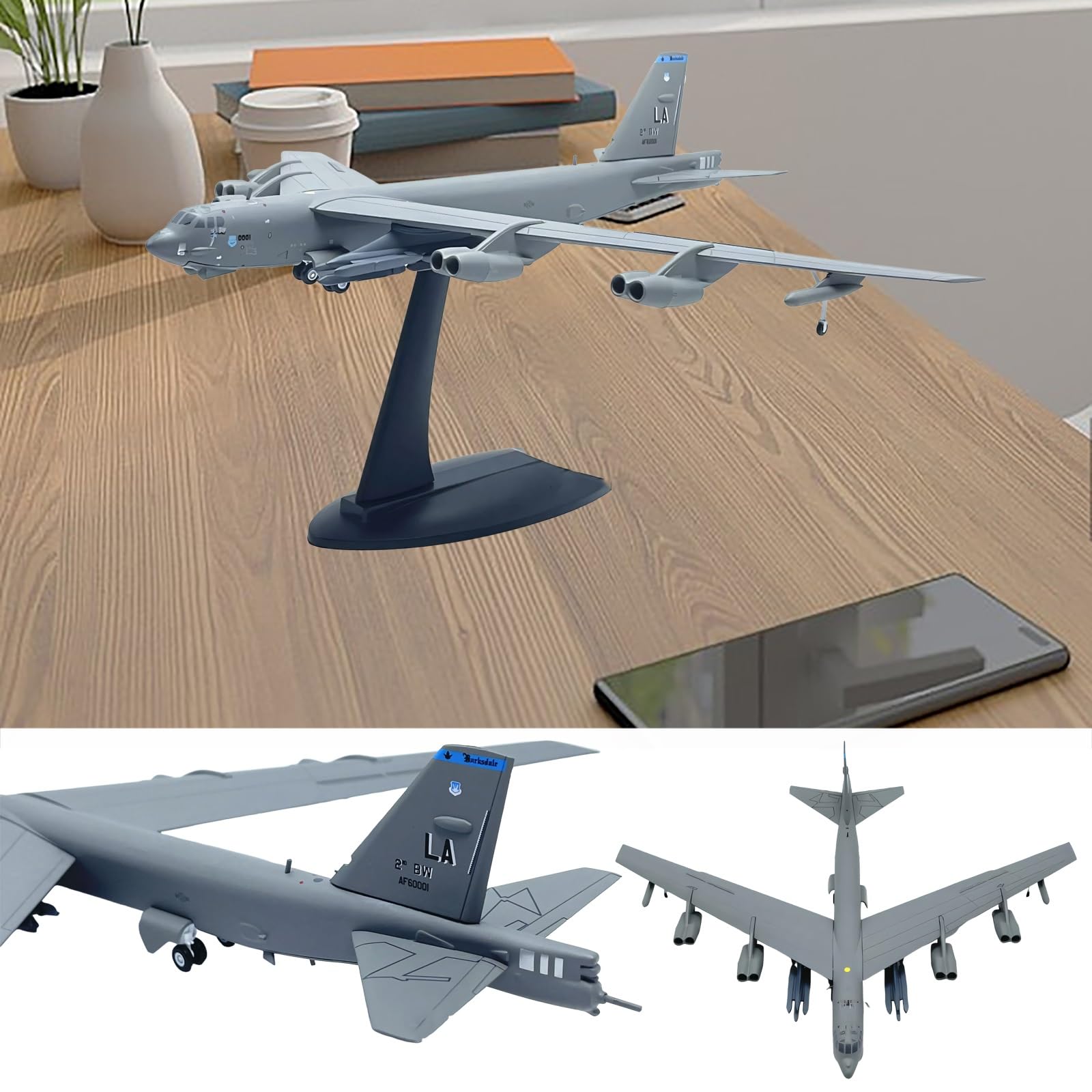 Modello bombardiere in metallo pressofuso 1/200 B-52H Aereo militare alta precisione con espositore, collezione, regalo perfetto for appassionati aviazione decorazioni for casa/ufficio