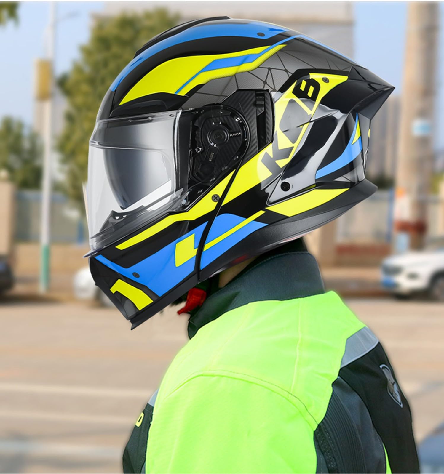 Klapphelm mit Sonnenblende Bluetooth Motorradhelm Helm Motorrad Klapphelm Motorradhelm ECE Zertifiziert Integralhelme Mit Doppelvisier Motorradhelm Klappbar Für Herren Damen