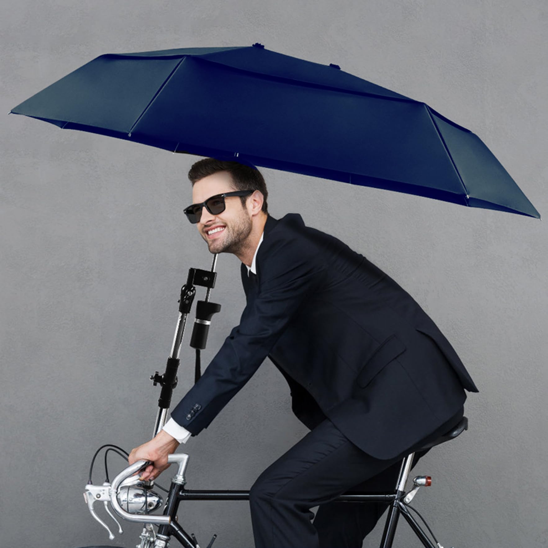Paraguas para silla con abrazadera ajustable, protección contra la lluvia y los rayos UV, sombrilla para silla de ruedas, sombrilla extendida de doble cara 40, 9 para sillas de ruedas, cochecito, bici