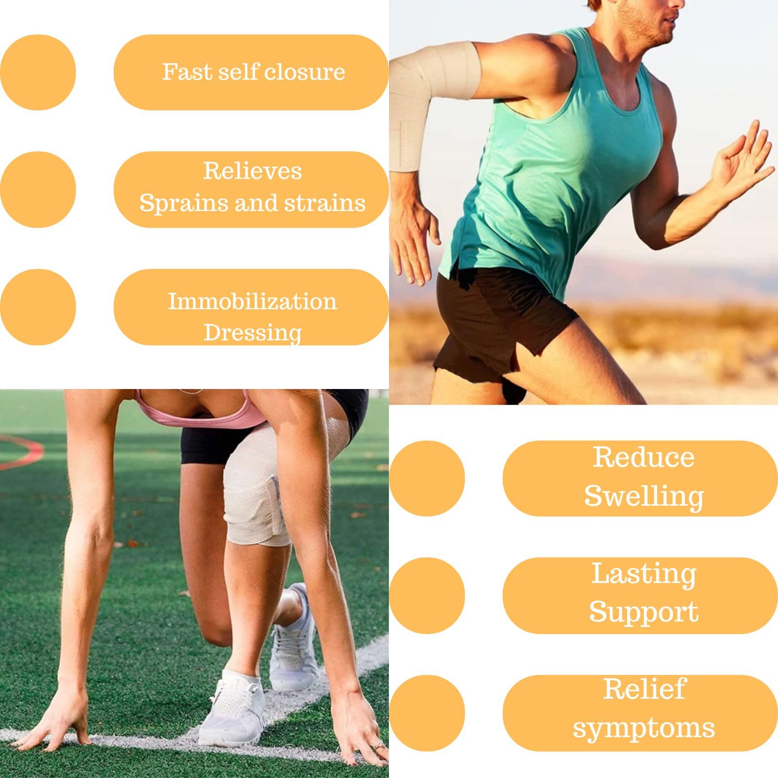 Elastische Bandage, 15,2 cm, vielseitige Kompressionsbandagen für Knöchel, Handgelenke, Knie, Bauch und Körper, strapazierfähige und bequeme elastische Bandage, außergewöhnliche Kompressionsbandage