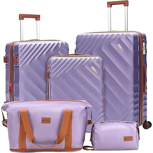 5 piece Luggage Set Expandable Suitcase 22x14x9 Airline Approved Carry on, ABS Hard Case Suitcases with Spinner Wheels, TSA Lock, Durable Waterproof Travel Set