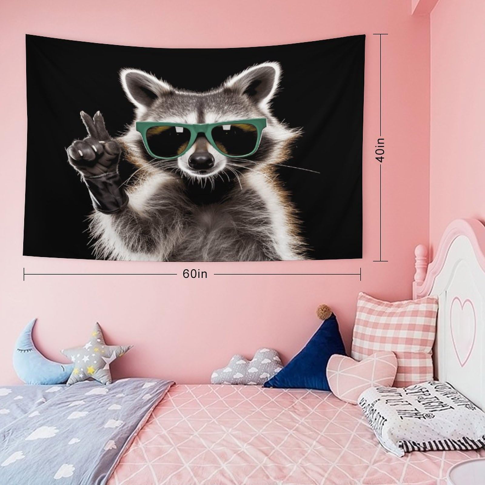 Amazon.com: Buyidec Funny Raccoon Sunglasses Tapestry Wall Hanging