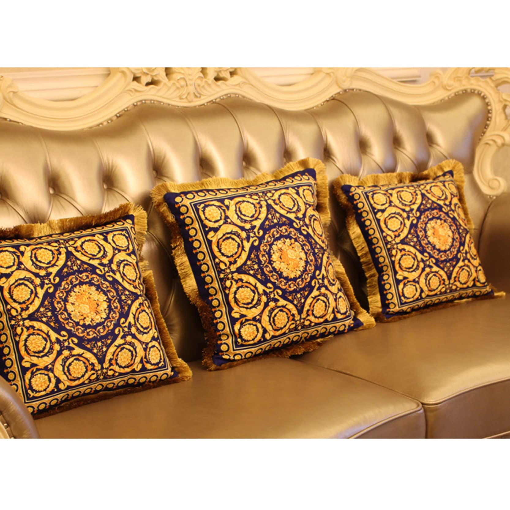 WABMJGW Set di 2 federe per Cuscini in Stile Barocco Vintage,Fodere per Cuscini Decorativi Bordo Squisito,Federe quadrate Farmhouse per Divano Letto Europeo,D-45x45cm