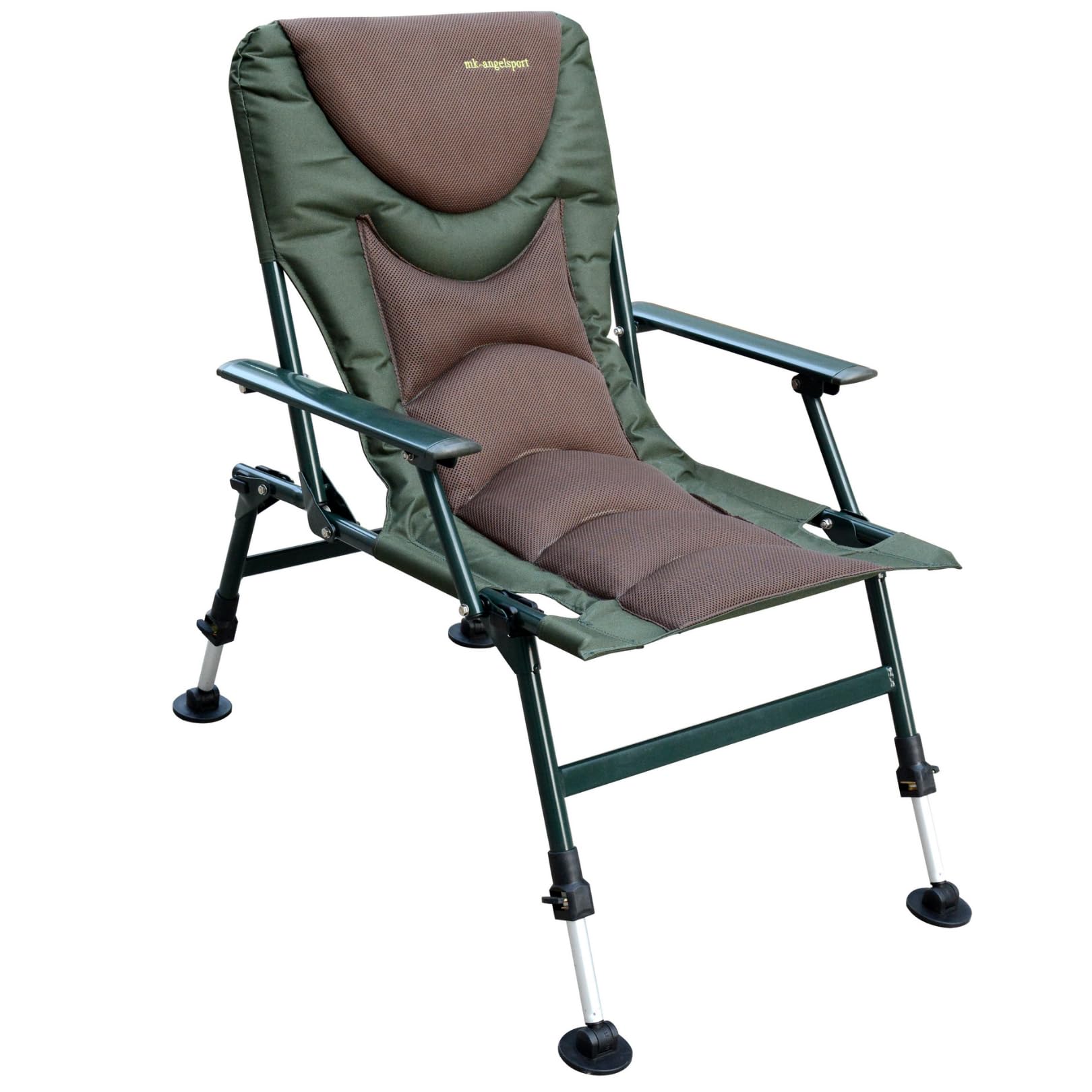 MK-Angelsport 5 Seasons Pro Carpchair – Komfortabler Angelstuhl, Karpfenstuhl, belastbar bis 130 kg, extra gepolstert, klappbar & höhenverstellbar, ideal für Karpfenangler & Outdoor-Camping
