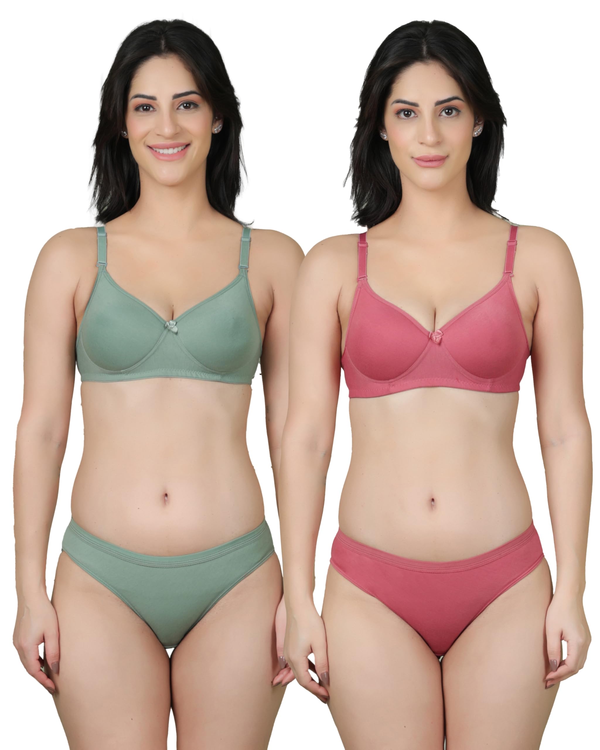 celary Womens Bra Panty Set||Lighty Padded Combo||Non Wired Bra with Panty||Cotton Blend Bra Panty Lingerie Set-picture-33