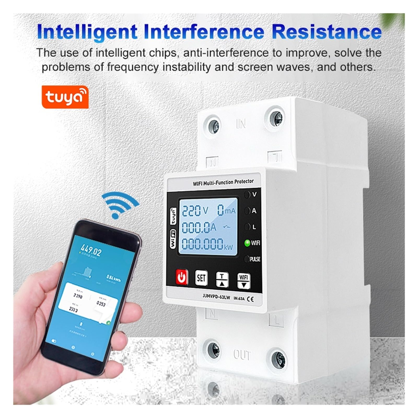 FI Brytare 63 A 30 Ma Wlan Automatsäkring Tuya/Smart Life App Recovery Reclosing Smart Circuit Breaker återställbart Läckageskydd Läckage över Underspänningsskydd