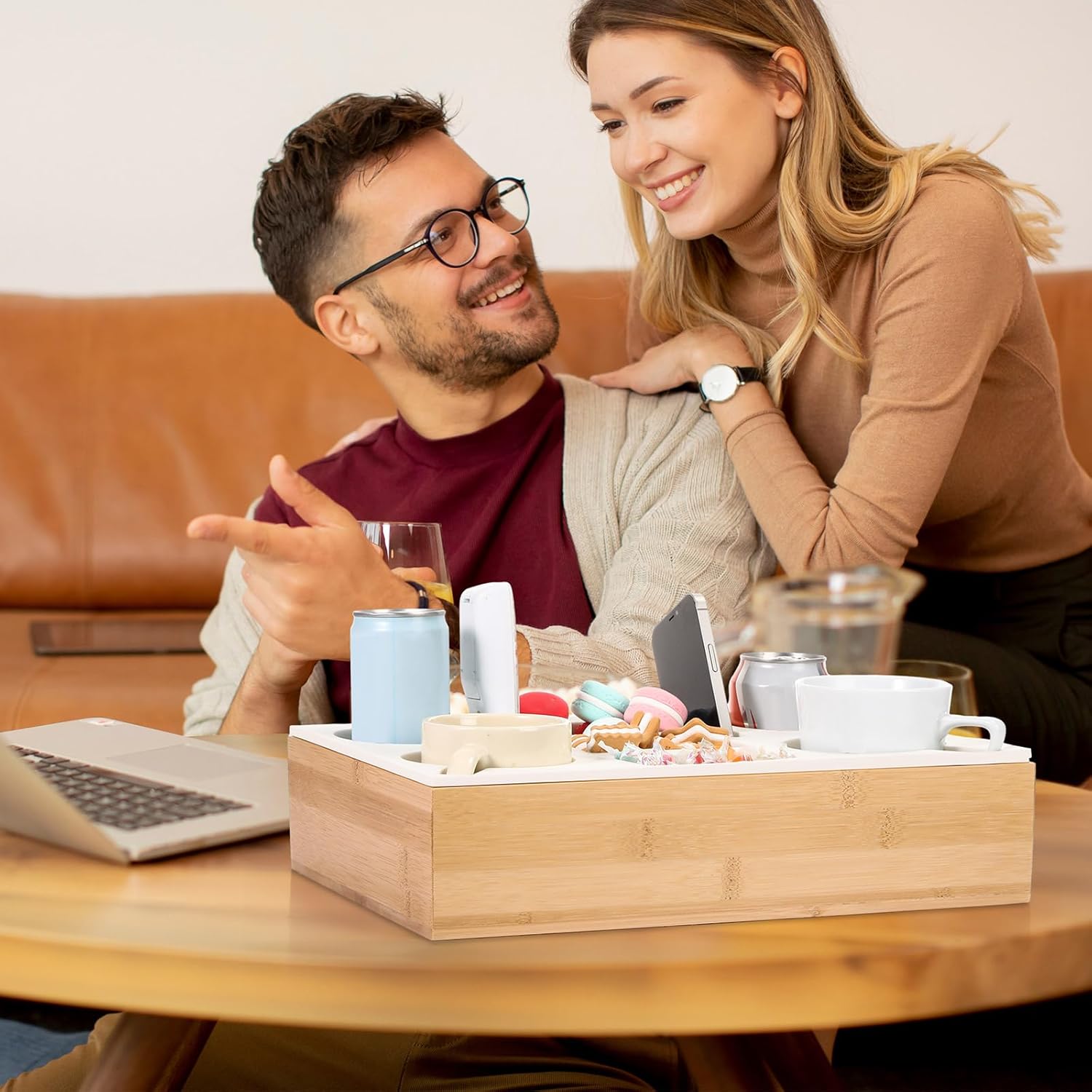 Yerliker Couch Cup Holder Tray