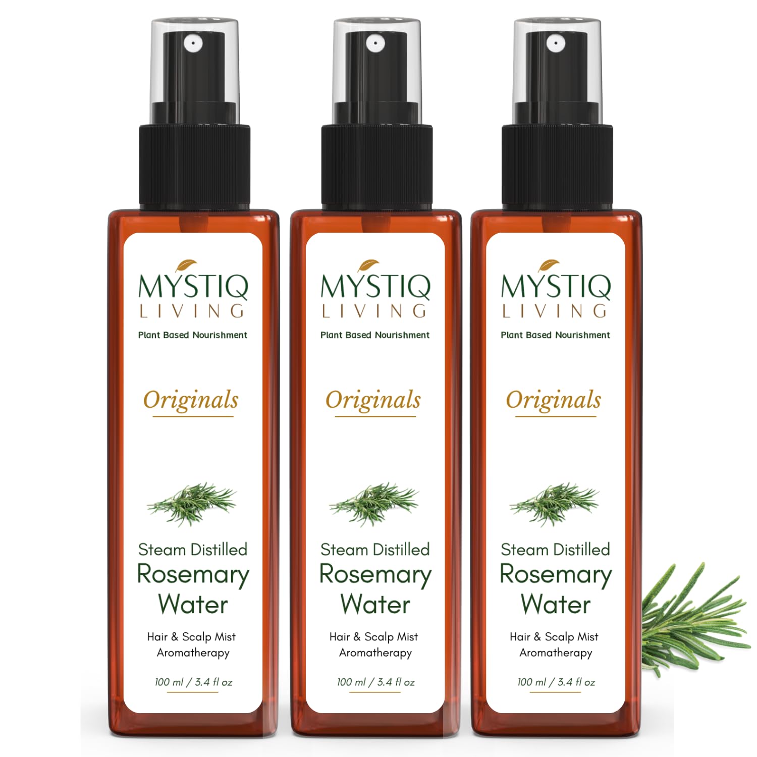 Mystiq Living Rosemary Water Spray for Hair Growth - 300 ML | Rosemary Hair Mist, 100% Pure and Natural