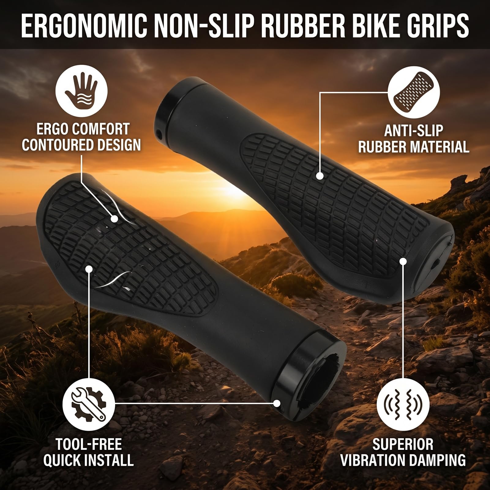 Ejoyous Manopole Ergonomiche per Manubrio della Bicicletta Manopole per Mountain Bike in Gomma Morbida Antiscivolo Ammortizzazione del Palmo Design Elastico per Mountain Bike Pendolari Ciclisti 6 Paia