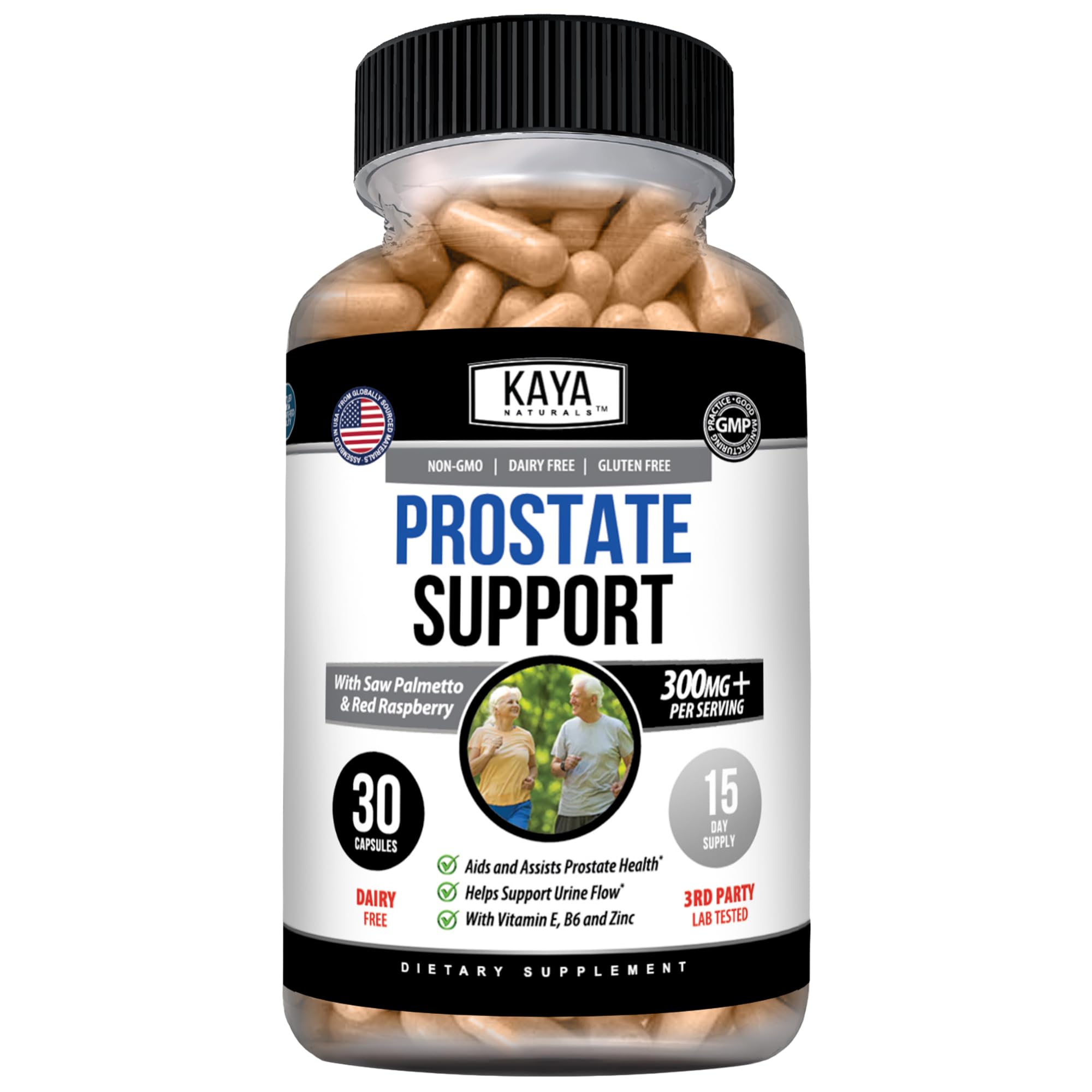 Kaya Naturals Prostate Support with Saw Palmetto & Pygeum, 30 Capsules 30 Count (Pack of 1)