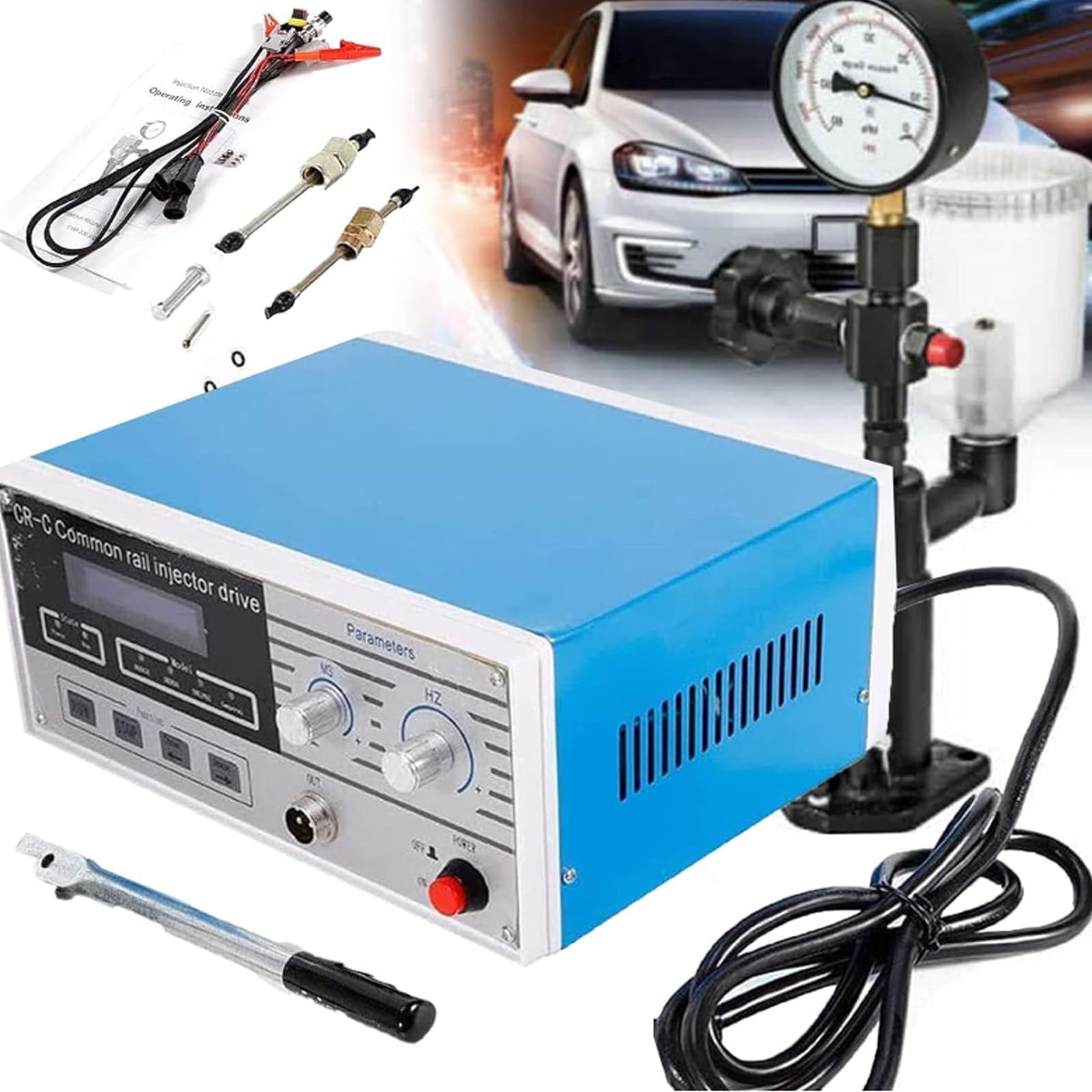 HTTGDGDH Diesel Injector Tester Compression Kit,Cr-C Multi-Function Professional Diesel Nozzle Tester + S60H Fuel Injector Nozz,For Electromagnetic Injectors,