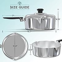 Vista 3 de Sartén de Saltear de Aluminio Fundido con Tapa de 12 pulgadas - Sartén Profunda para Freír Apta para Horno con Tapa, Dos Picos Laterales y Mango