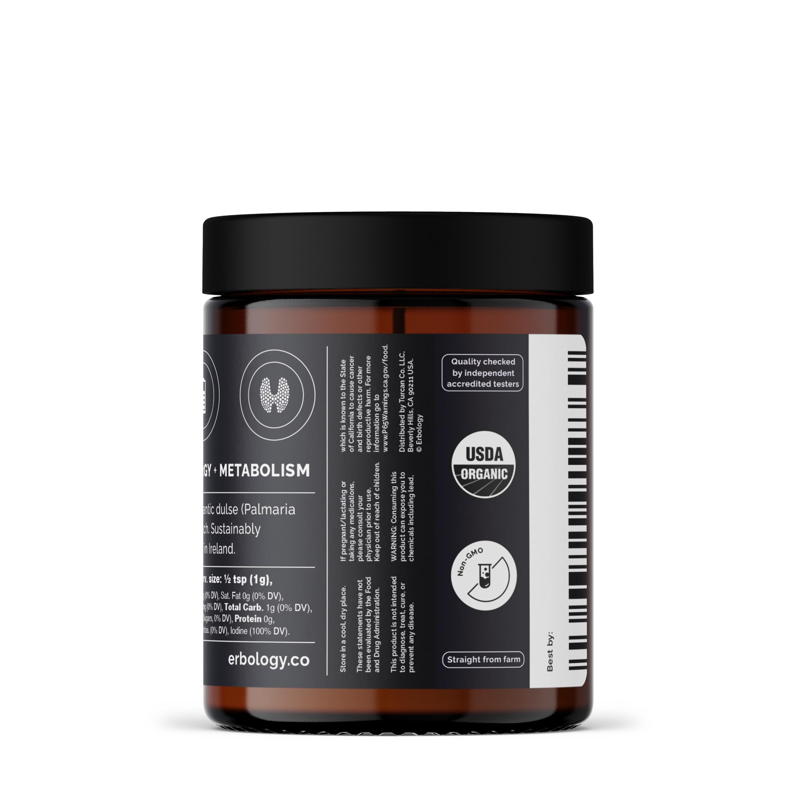Erbology Poudre de Dulse Bio Atlantic 90 g – 90 portions – Provenance durable en Irlande – Favorise le métabolisme, la croissance des cheveux et l'équilibre électrolytique – Riche en iode et en fer