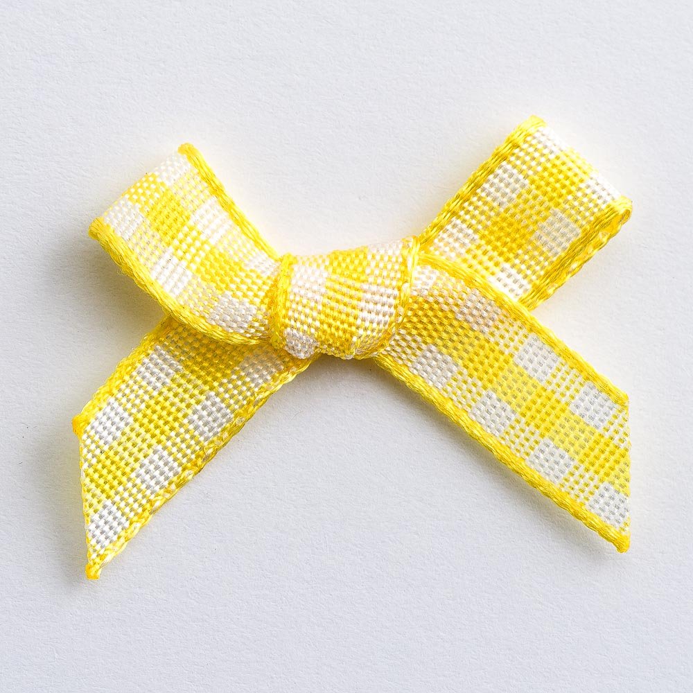 Italian Options Mini Gingham Ribbon Bows, Chequered Bows for Crafting, Gifts, Home Furnishings, Clothing, Sewing, Hair Bow, Wedding Stationery, Gingham Hair Accessories, Yellow, 100 Pack, 3cm