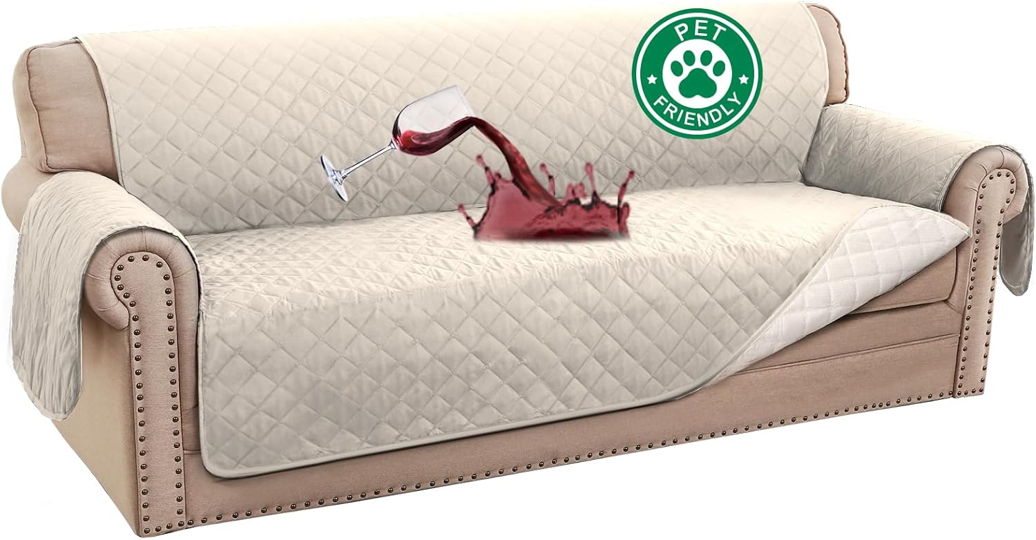 Turquoize 100% Waterproof Sofa Covers Couch Cover Sofa Cover for Dogs Couch Protector Triple Non-Slip Sofa Slipcover for 3 Cushion Couch Furniture Protector for Pets, Kids,Dog (Sofa 70″, Ivory) Turquoize 100% Waterproof Sofa Covers Couch Cover Sofa Cover for Dogs Couch Protector Triple Non-Slip Sofa Slipcover for 3 Cushion Couch Furniture Protector for Pets, Kids,Dog (Sofa 70″, Ivory)