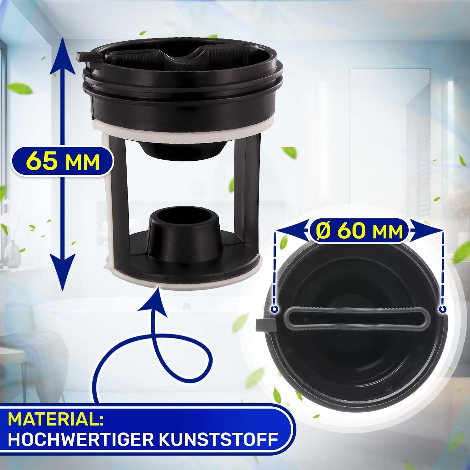Flusensieb Waschmaschine 65x60mm - Original C00045027 | Für Indesit, Whirlpool, Bauknecht