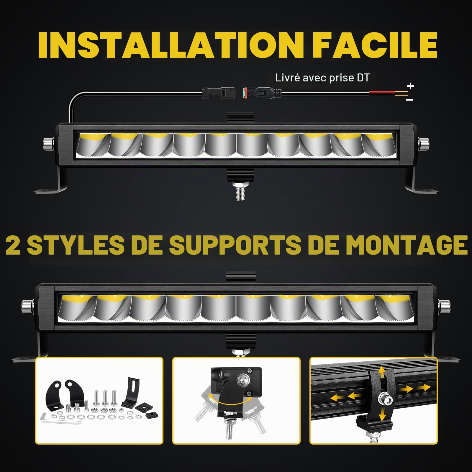 SKYWORLD Slim Barre Led 12 Pouces 30 cm 30W Spot Feux Antibrouillard