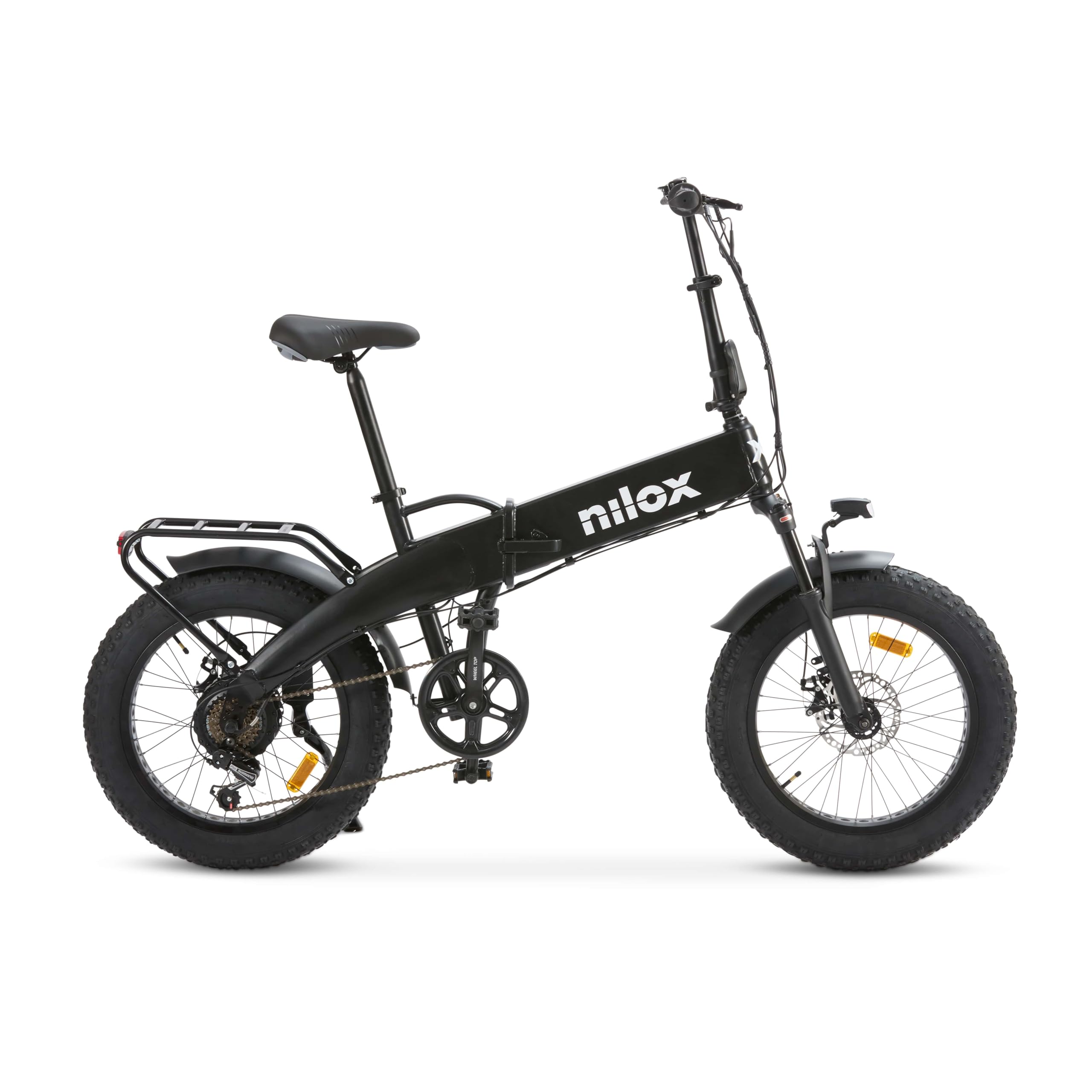 Nilox, Ebike X10, Bici Elettrica Pieghevole, Fino a 70 km di Autonomia, Fino a 25 Km/h, Motore da 36 V/250 W e Batteria 36V-13 Ah, Gomme FAT 20