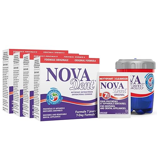 Limpiador de dentaduras dentales para aparatos dentales, retenedores, bandejas, protectores bucales, alineadores de dientes - 1 año (52 sobres)